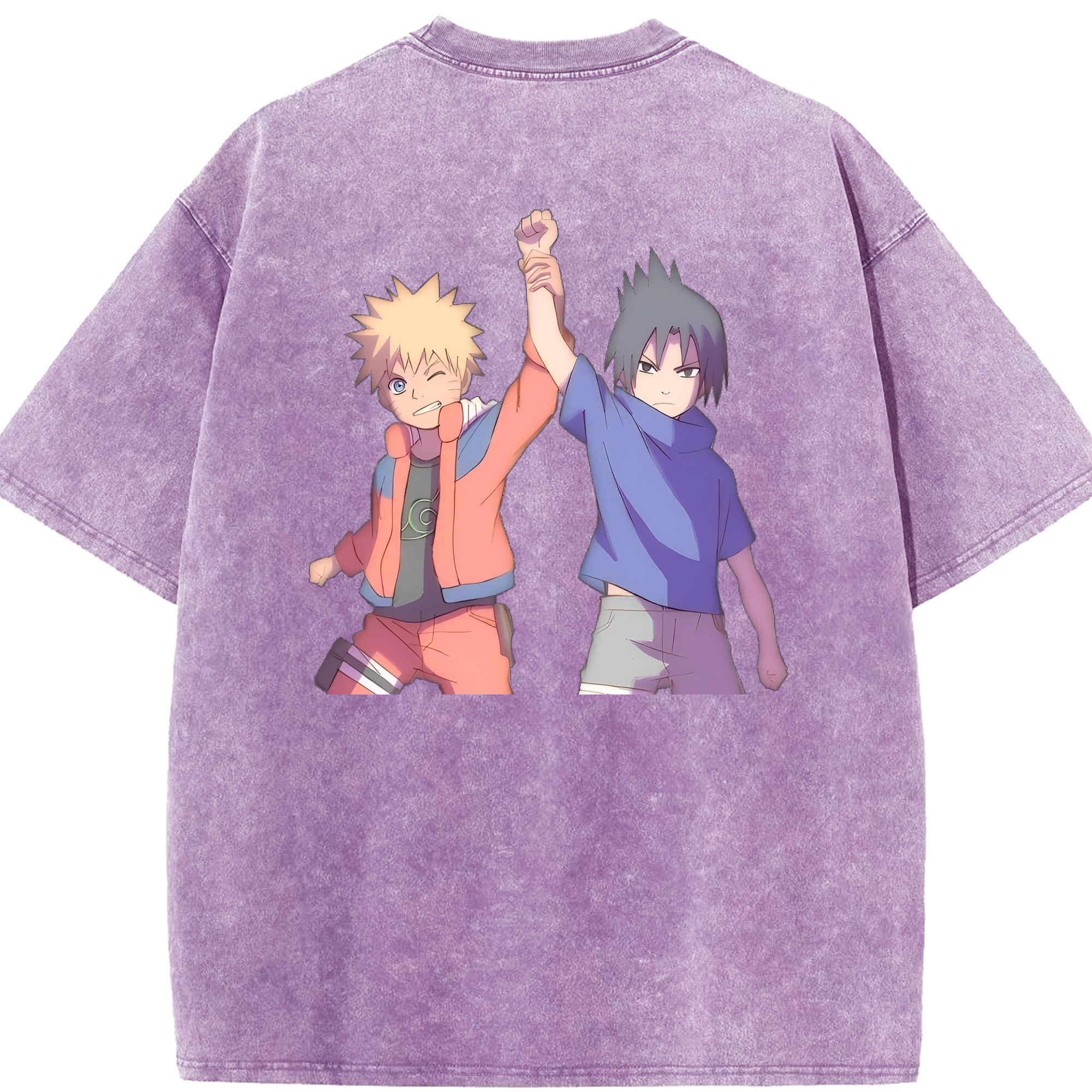 （画像用） NARUTO -ナルト- うちは サスケ Uchiha Sasuke 綿100% ヴィンテージ風 半袖Tシャツ（背面プリント）