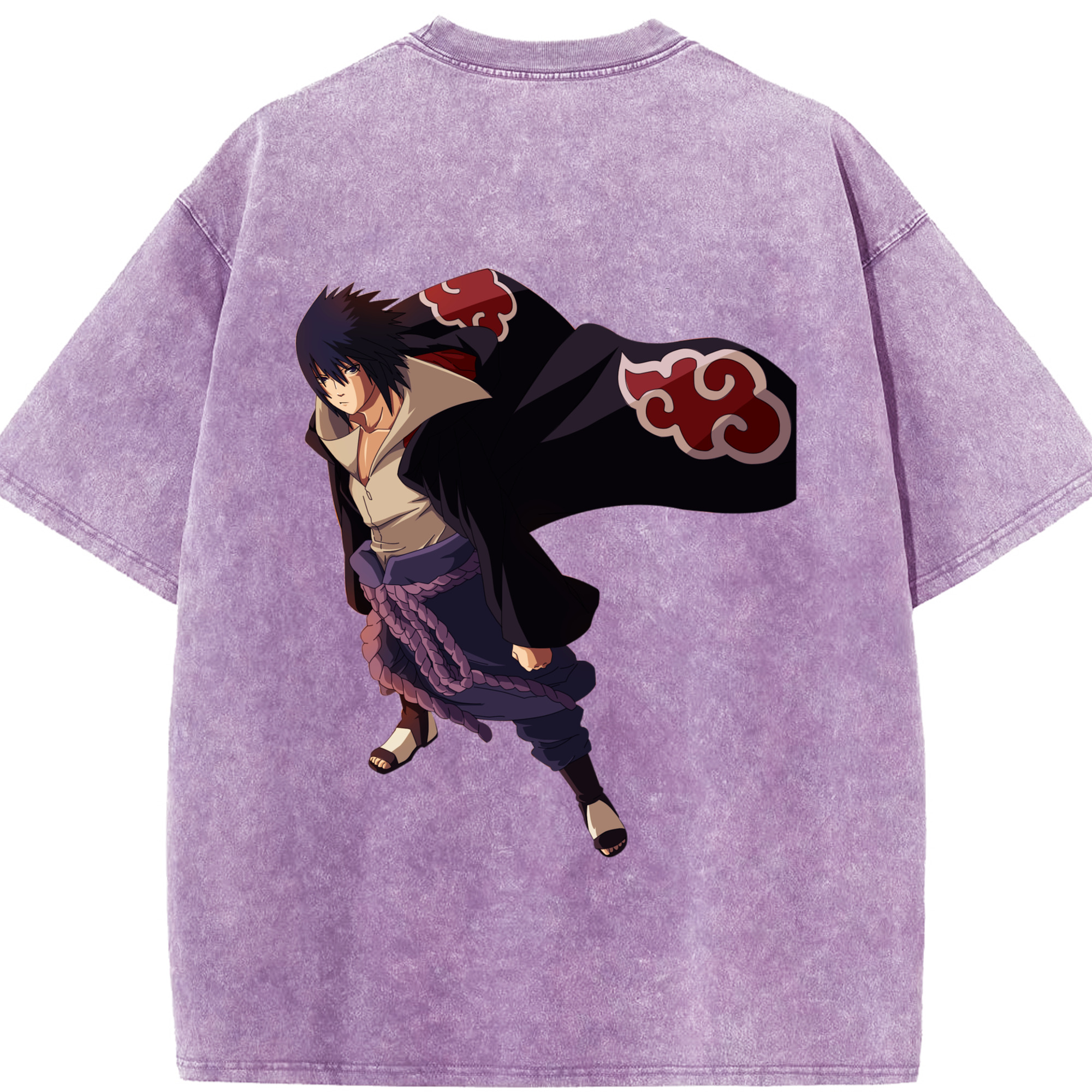 （画像用） NARUTO -ナルト- うちは サスケ Uchiha Sasuke 綿100% ヴィンテージ風 半袖Tシャツ（背面プリント）
