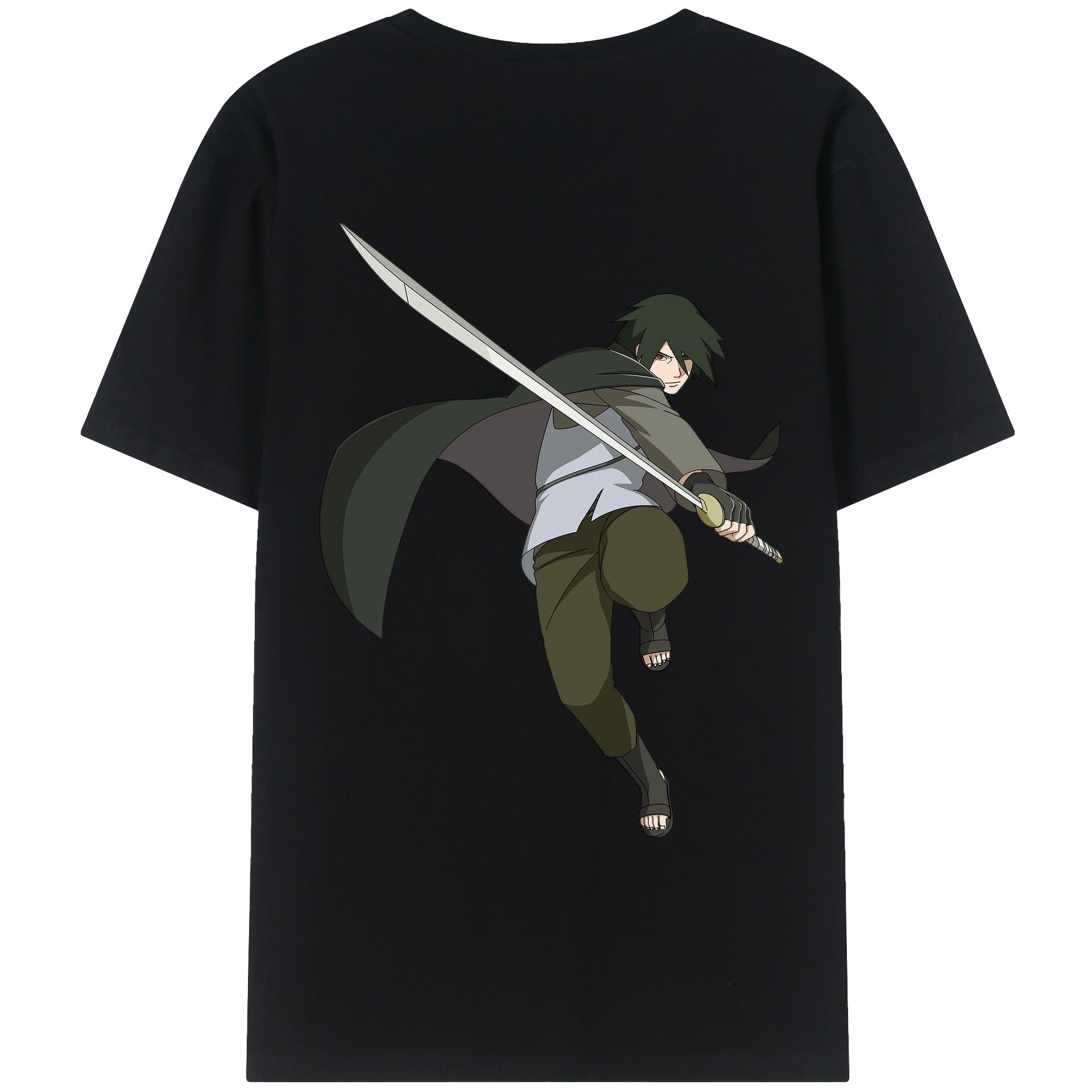 （画像用） NARUTO -ナルト- うちは サスケ Uchiha Sasuke 綿100％ メンズ半袖Tシャツ（バックプリント） 通気性