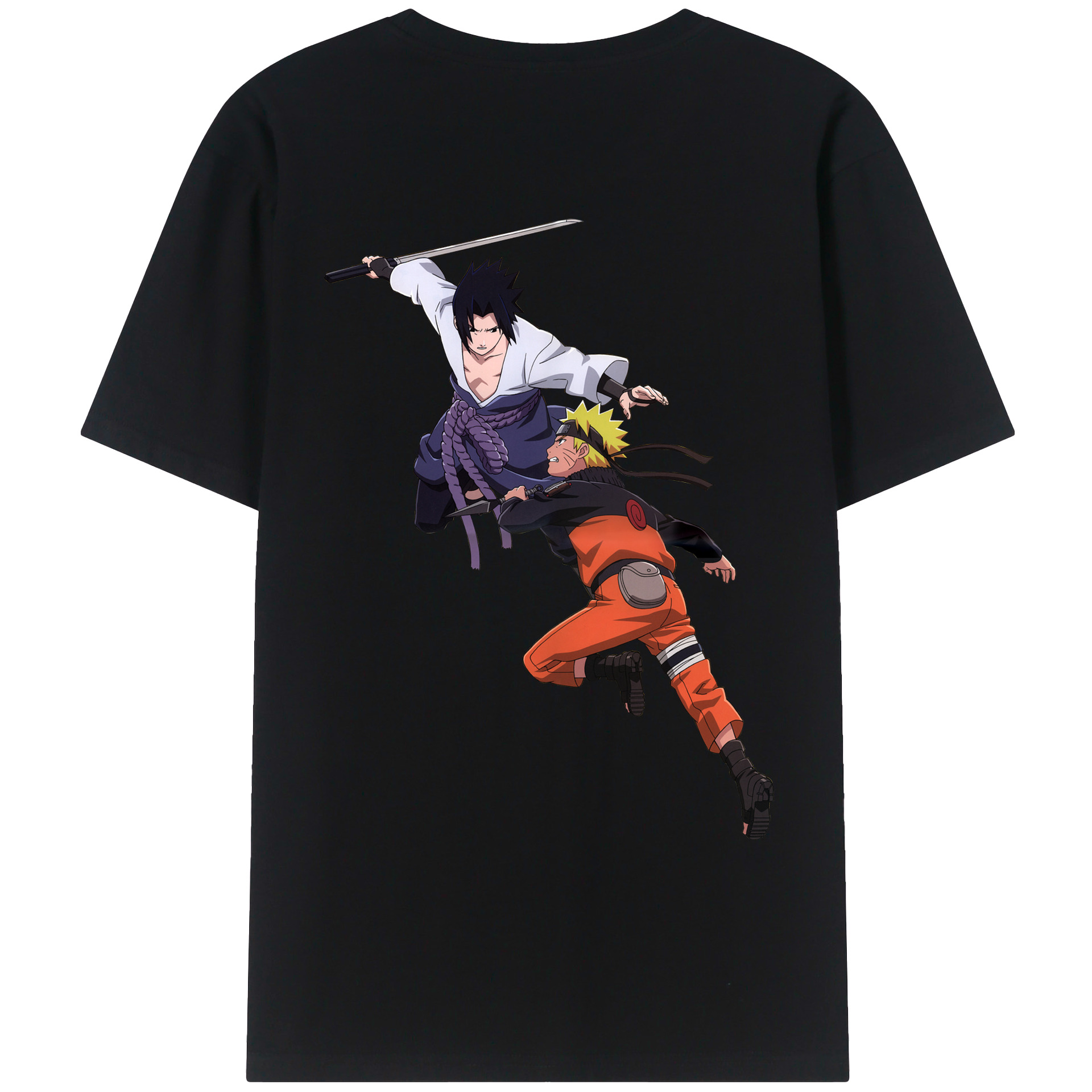 （画像用） NARUTO -ナルト- うちは サスケ Uchiha Sasuke 綿100％ メンズ半袖Tシャツ（バックプリント） 通気性