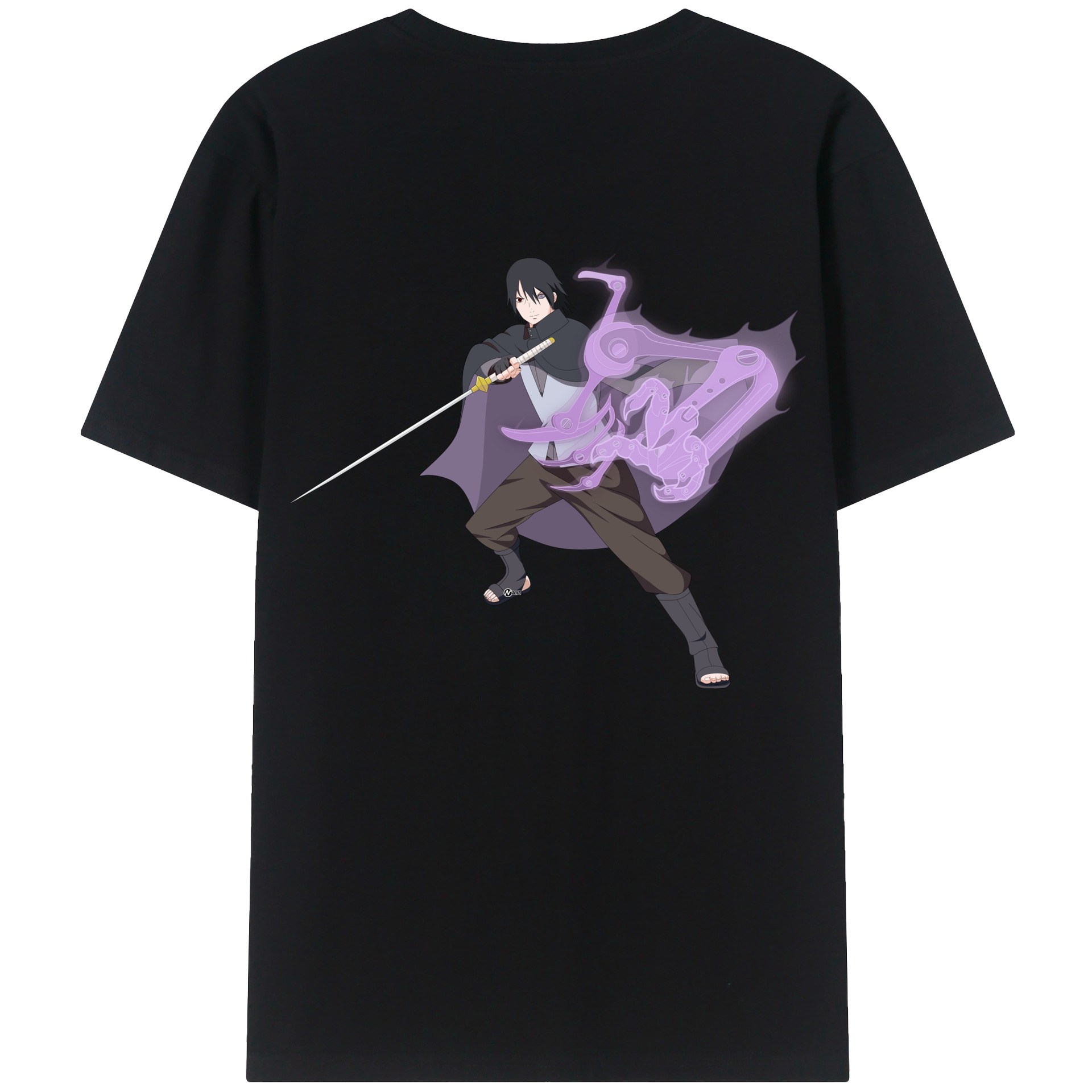 （画像用） NARUTO -ナルト- うちは サスケ Uchiha Sasuke 綿100％ メンズ半袖Tシャツ（バックプリント） 通気性