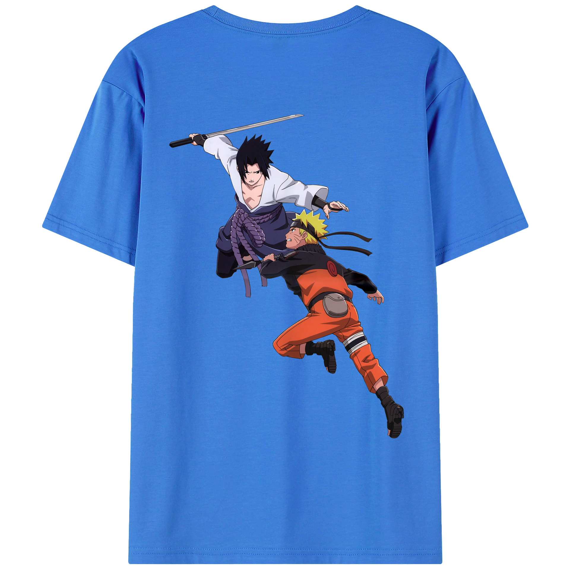 （画像用） NARUTO -ナルト- うちは サスケ Uchiha Sasuke 綿100％ メンズ半袖Tシャツ（バックプリント） 通気性
