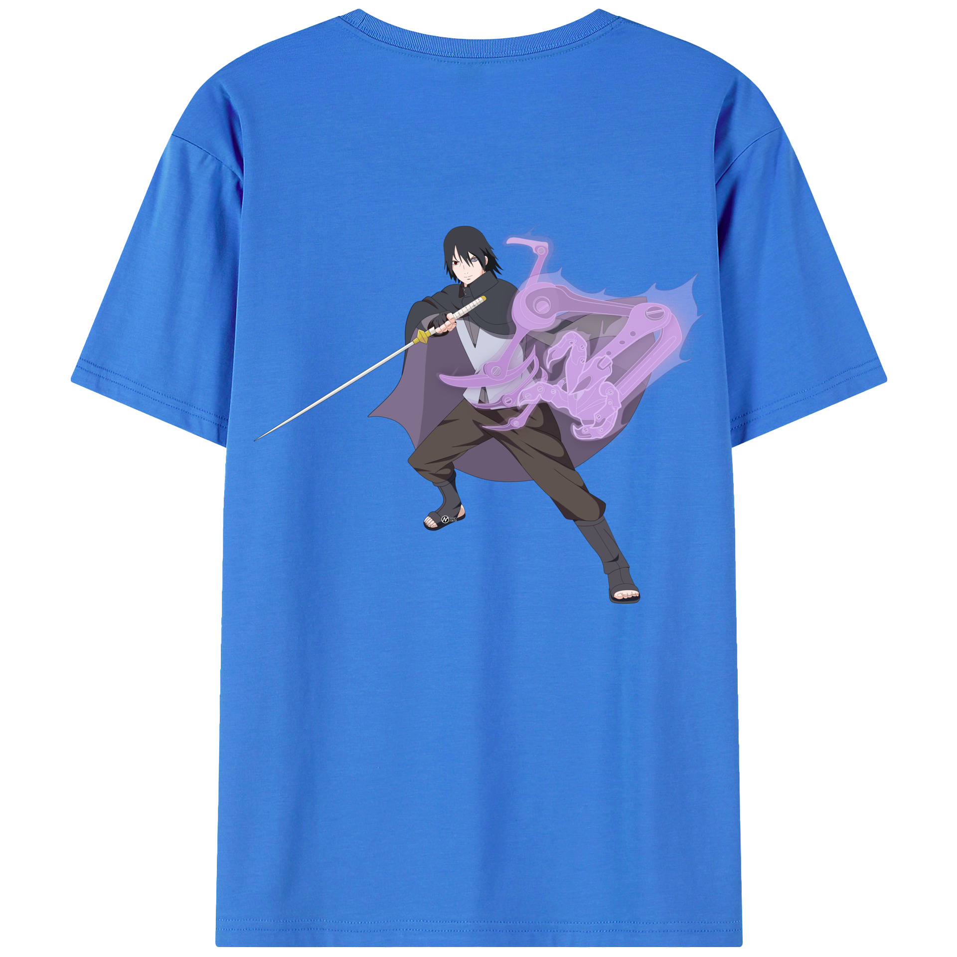 （画像用） NARUTO -ナルト- うちは サスケ Uchiha Sasuke 綿100％ メンズ半袖Tシャツ（バックプリント） 通気性