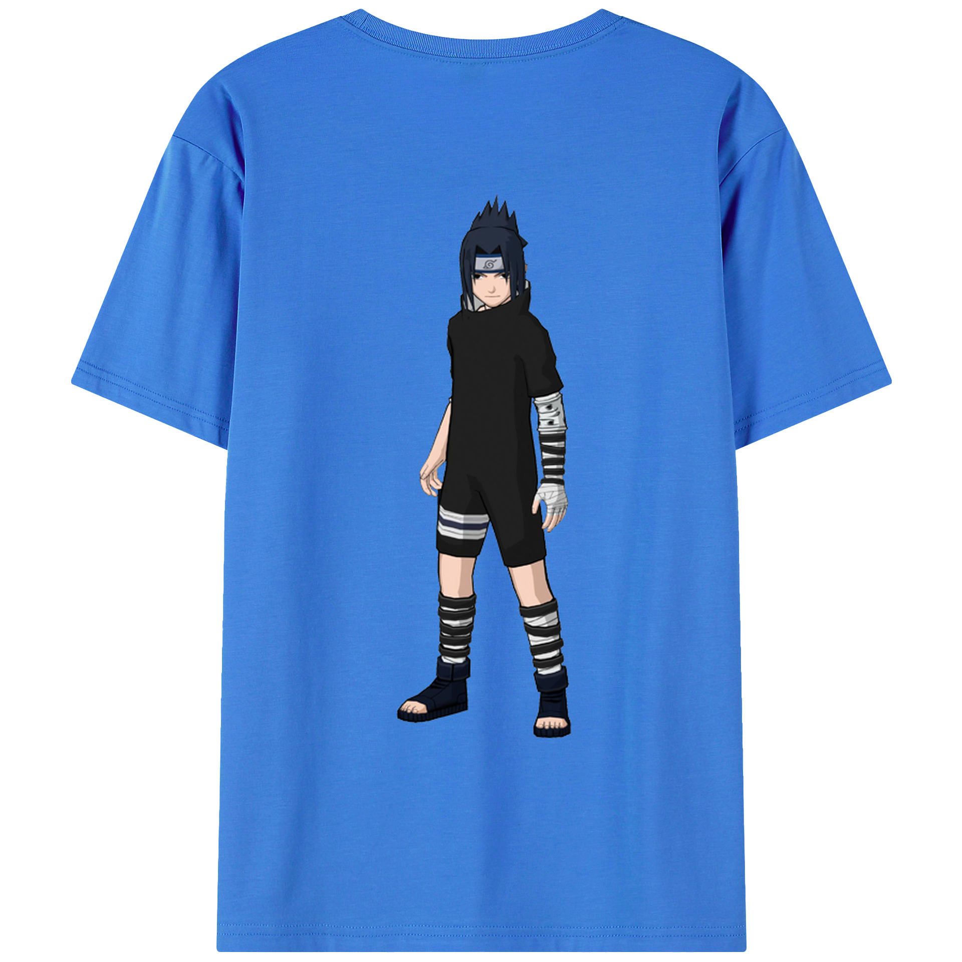 （画像用） NARUTO -ナルト- うちは サスケ Uchiha Sasuke 綿100％ メンズ半袖Tシャツ（バックプリント） 通気性