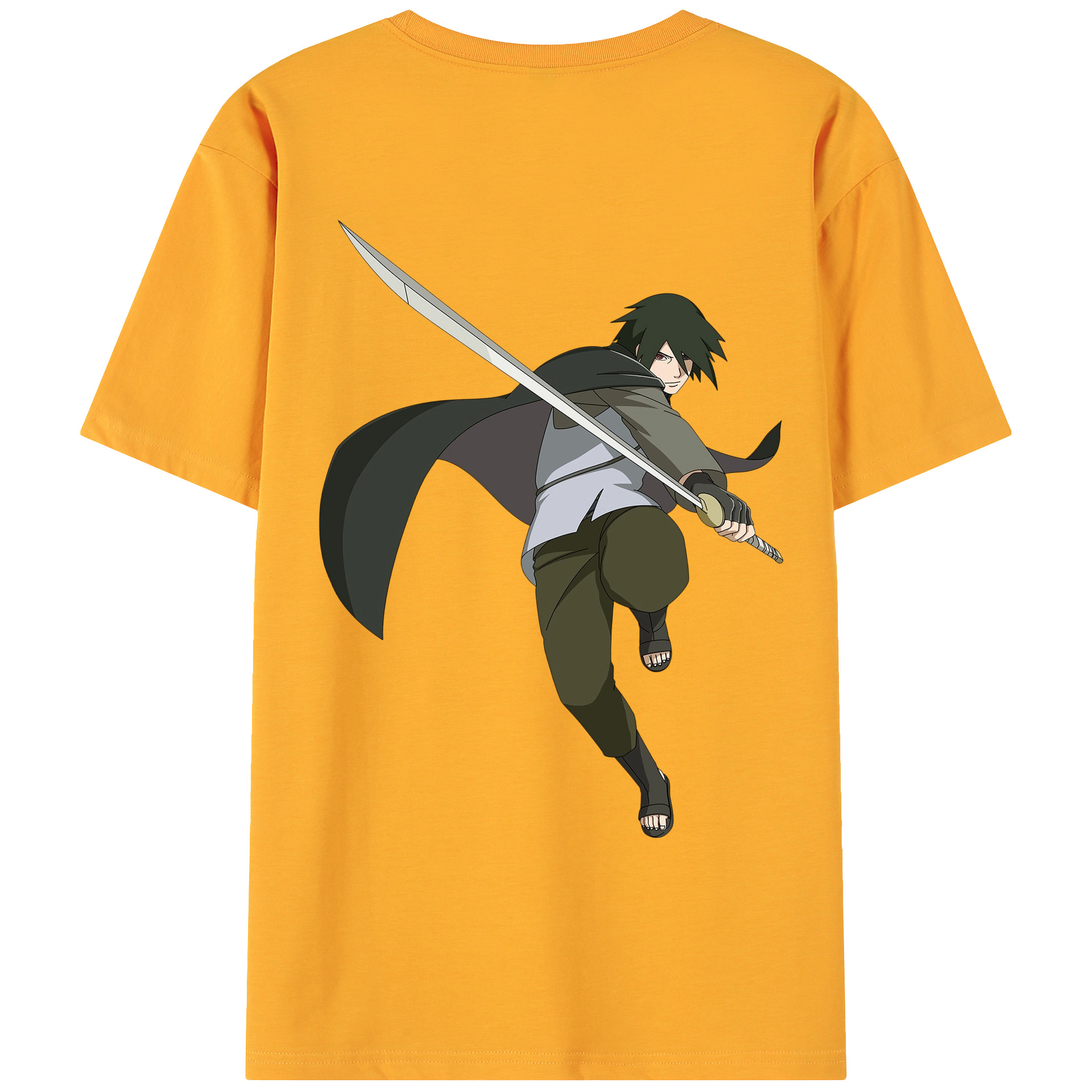 （画像用） NARUTO -ナルト- うちは サスケ Uchiha Sasuke 綿100％ メンズ半袖Tシャツ（バックプリント） 通気性