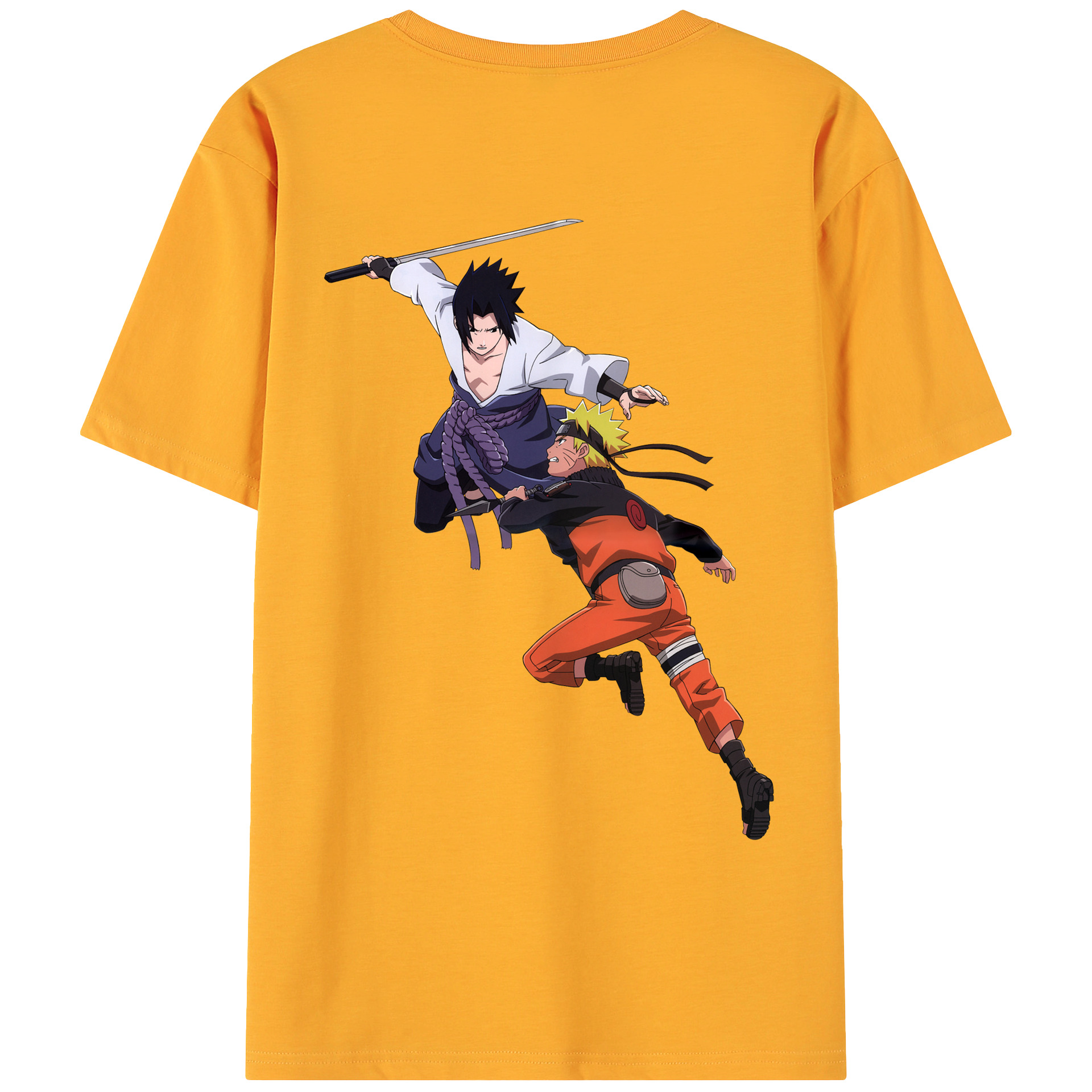（画像用） NARUTO -ナルト- うちは サスケ Uchiha Sasuke 綿100％ メンズ半袖Tシャツ（バックプリント） 通気性