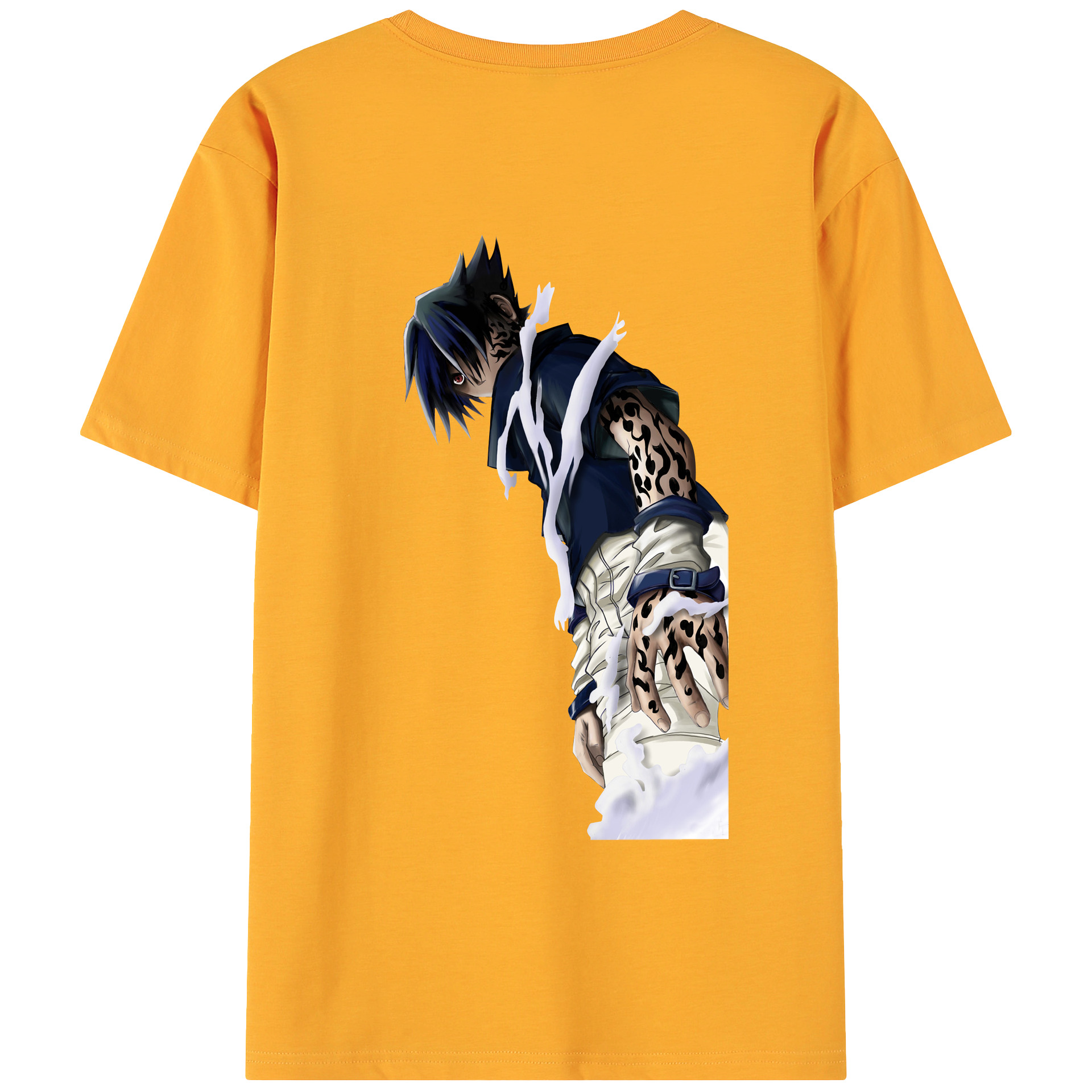 （画像用） NARUTO -ナルト- うちは サスケ Uchiha Sasuke 綿100％ メンズ半袖Tシャツ（バックプリント） 通気性