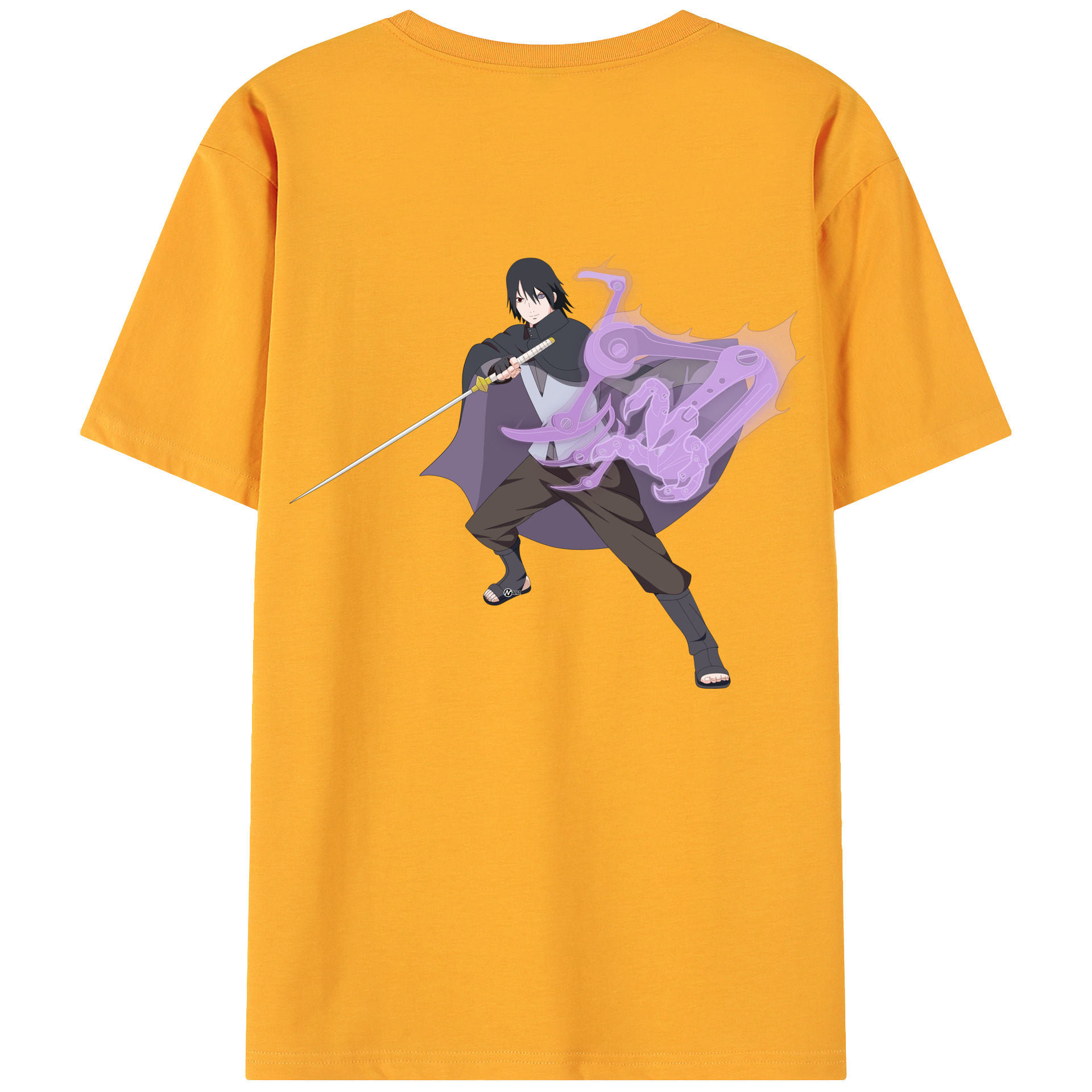 （画像用） NARUTO -ナルト- うちは サスケ Uchiha Sasuke 綿100％ メンズ半袖Tシャツ（バックプリント） 通気性