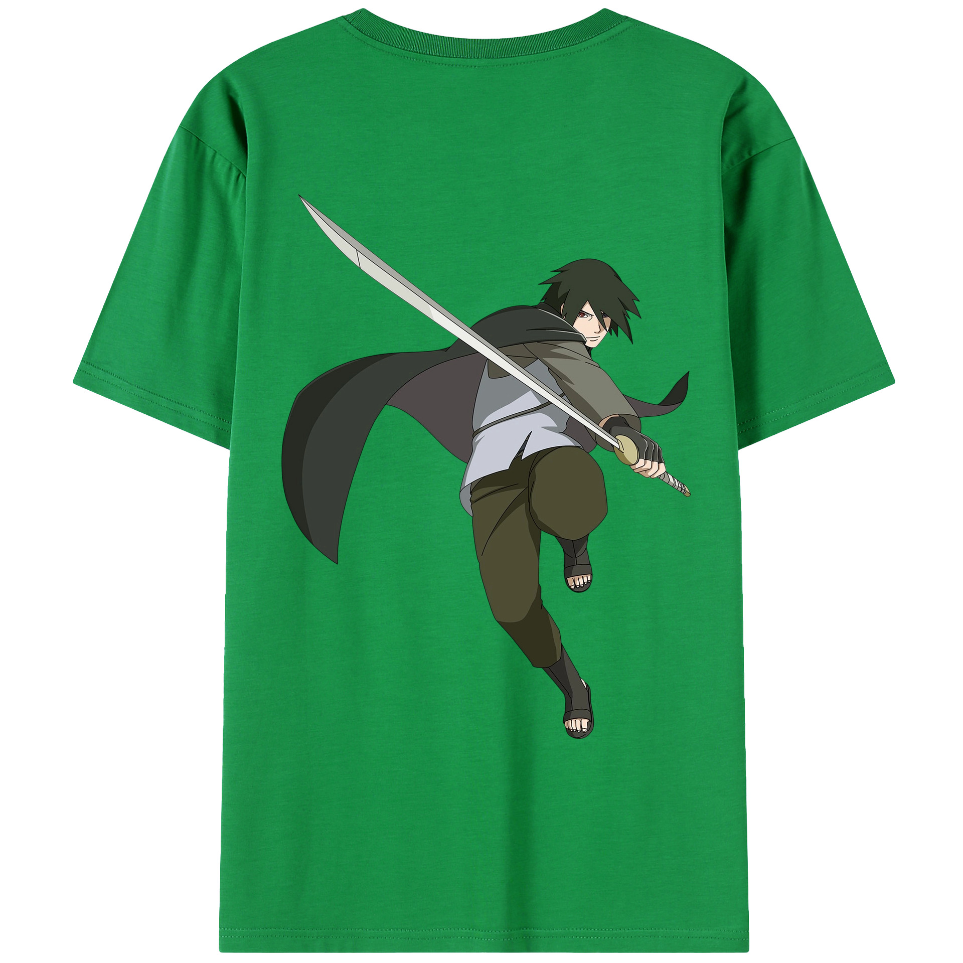 （画像用） NARUTO -ナルト- うちは サスケ Uchiha Sasuke 綿100％ メンズ半袖Tシャツ（バックプリント） 通気性