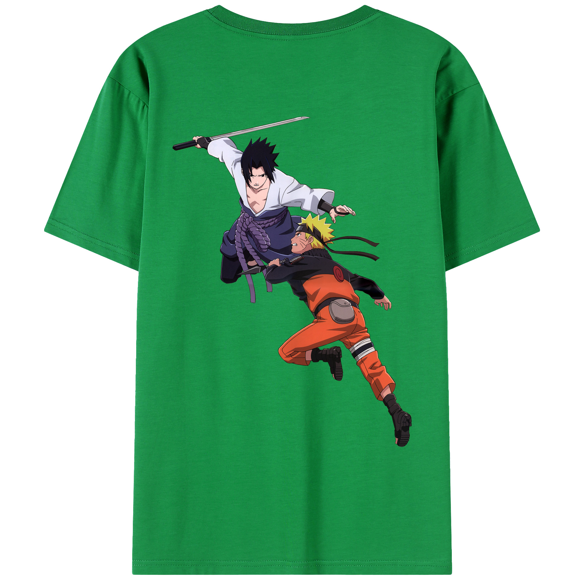 （画像用） NARUTO -ナルト- うちは サスケ Uchiha Sasuke 綿100％ メンズ半袖Tシャツ（バックプリント） 通気性