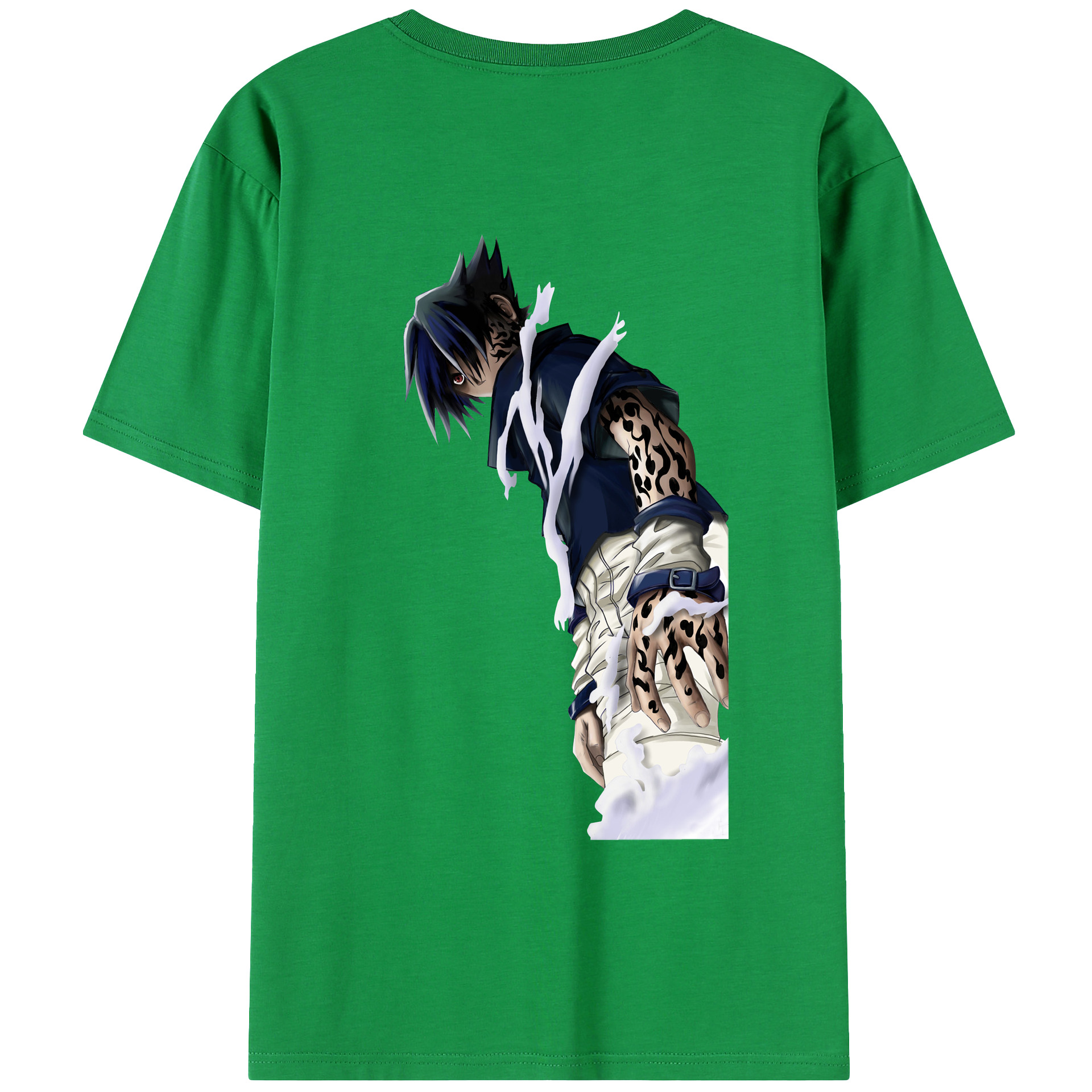 （画像用） NARUTO -ナルト- うちは サスケ Uchiha Sasuke 綿100％ メンズ半袖Tシャツ（バックプリント） 通気性