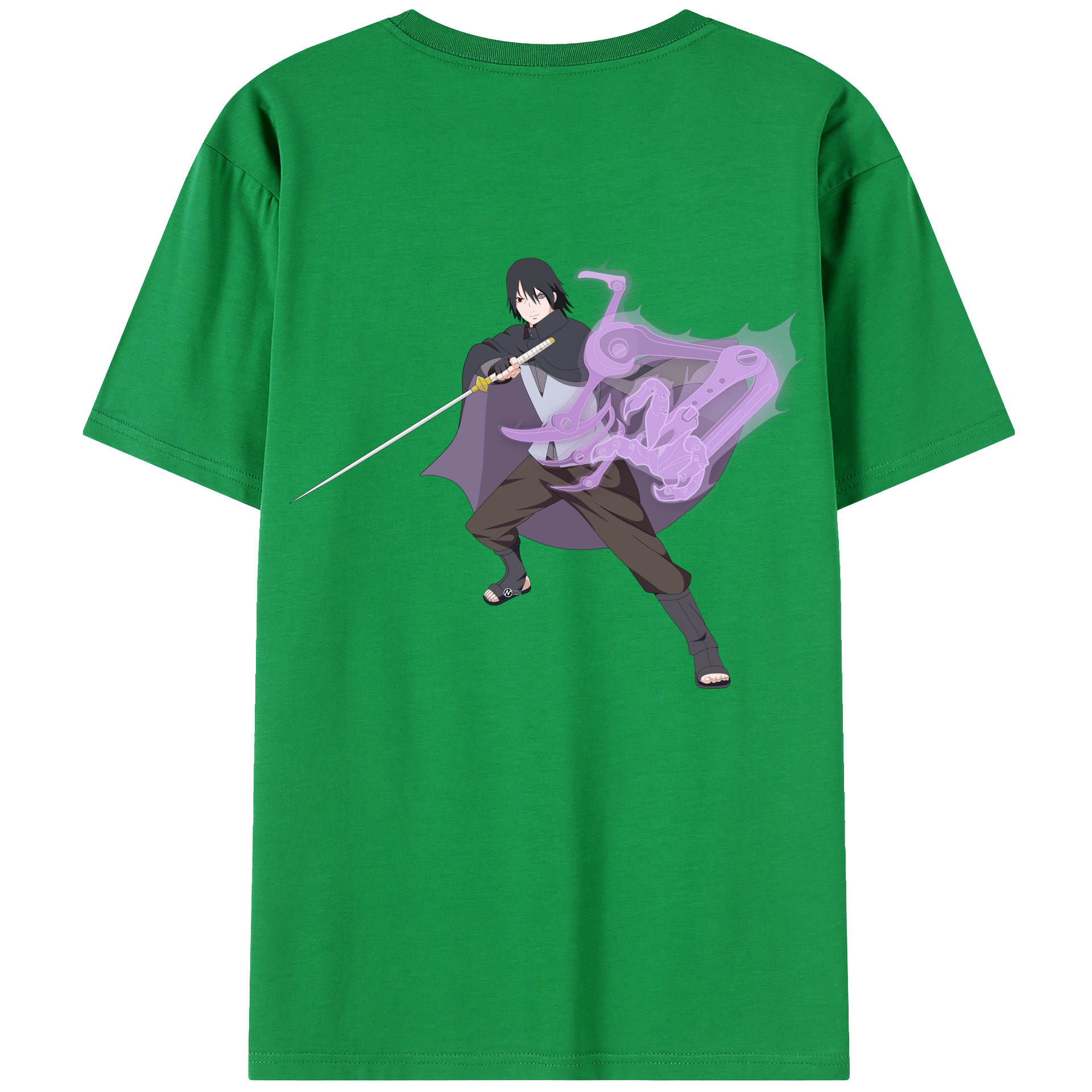 （画像用） NARUTO -ナルト- うちは サスケ Uchiha Sasuke 綿100％ メンズ半袖Tシャツ（バックプリント） 通気性