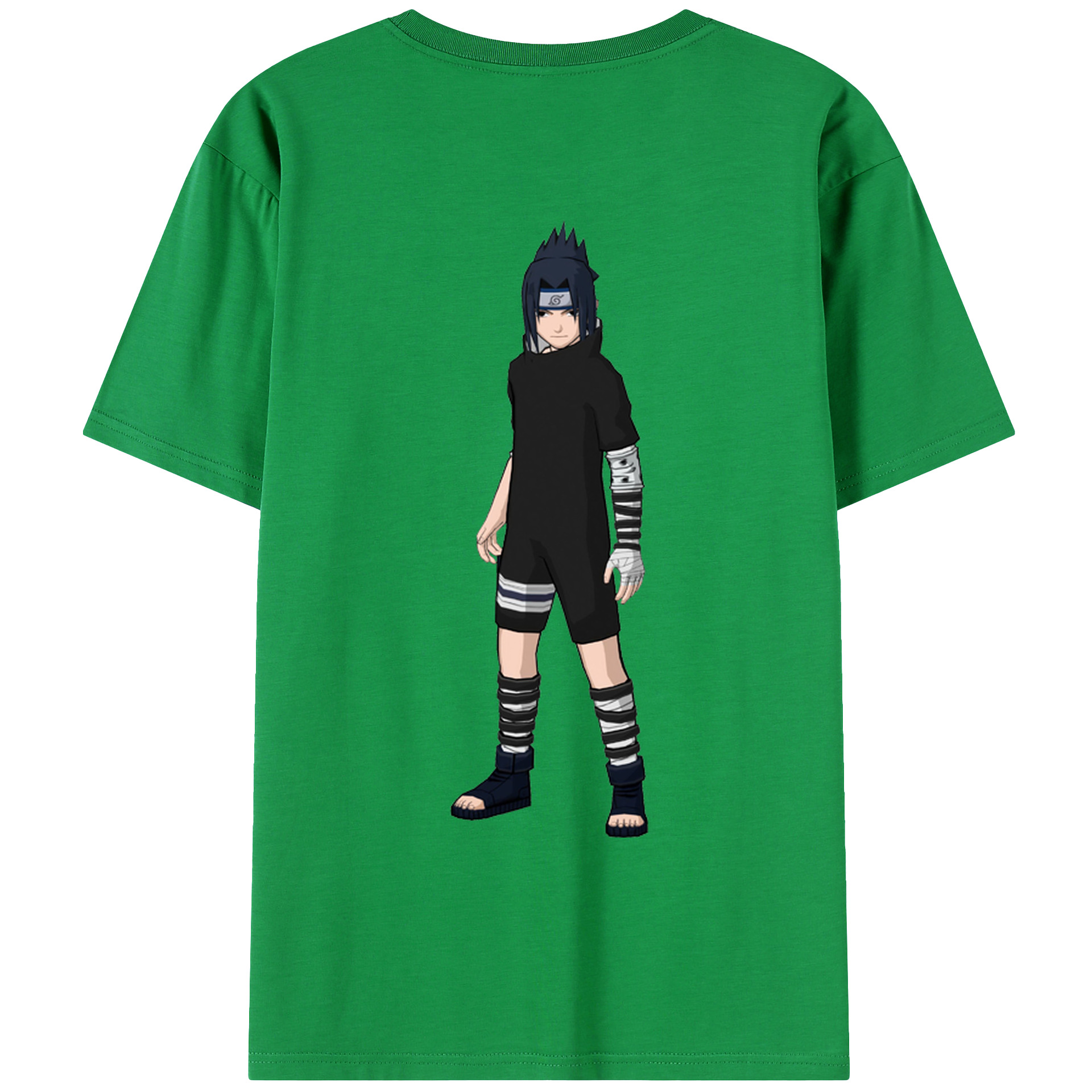 （画像用） NARUTO -ナルト- うちは サスケ Uchiha Sasuke 綿100％ メンズ半袖Tシャツ（バックプリント） 通気性