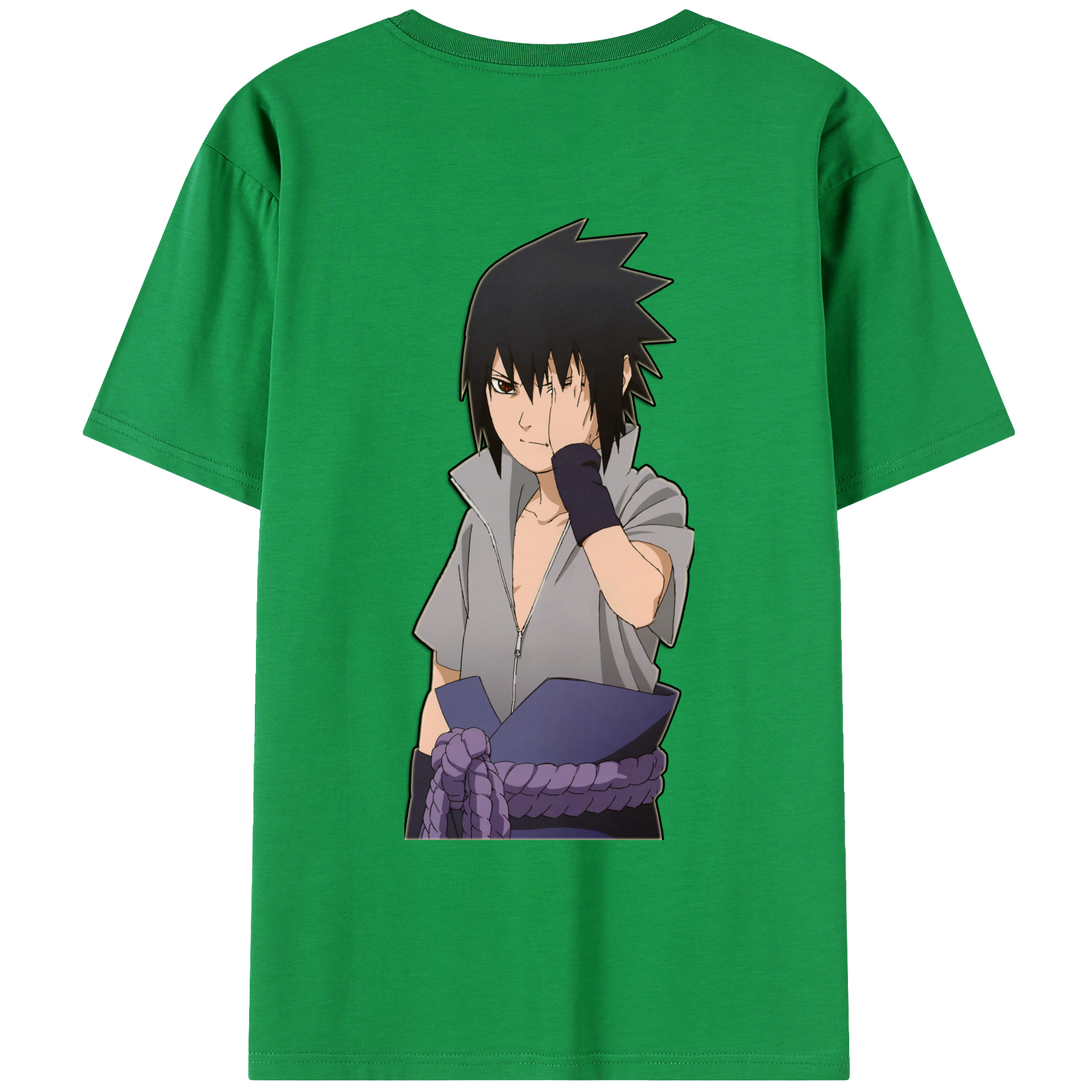 （画像用） NARUTO -ナルト- うちは サスケ Uchiha Sasuke 綿100％ メンズ半袖Tシャツ（バックプリント） 通気性