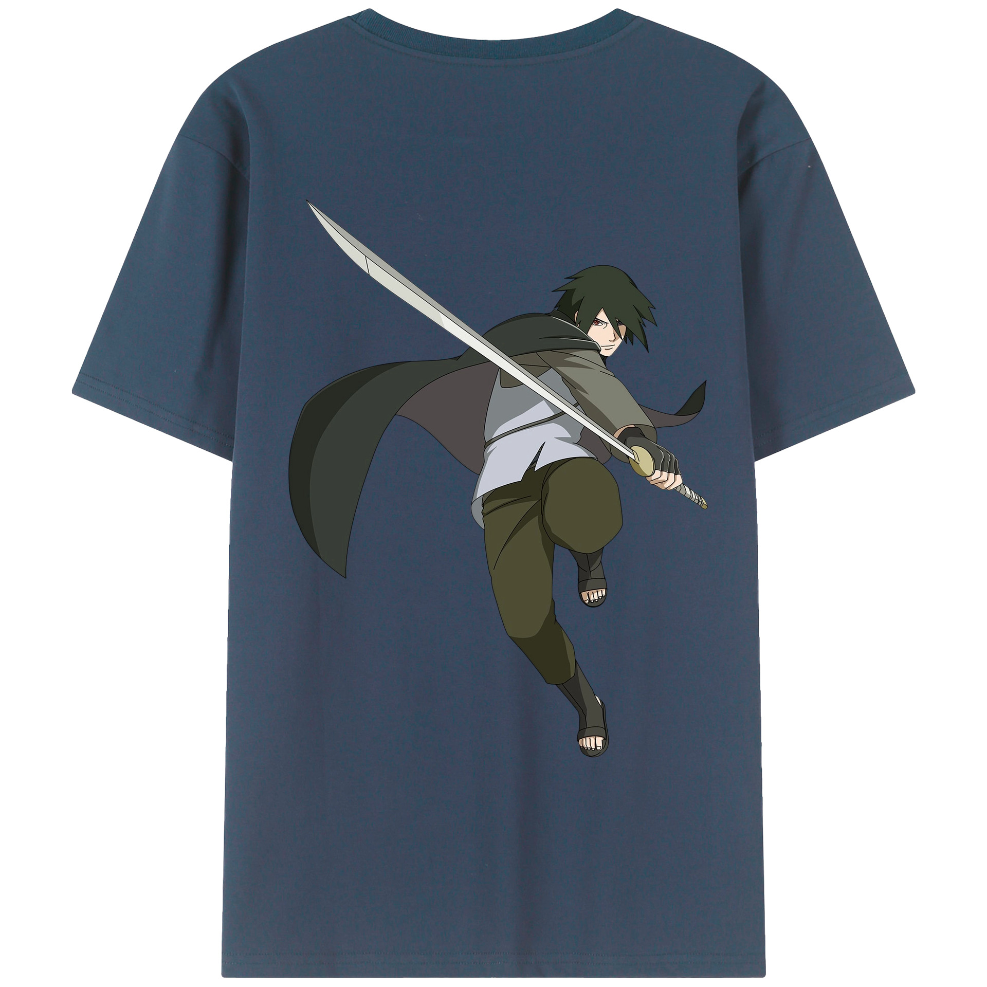 （画像用） NARUTO -ナルト- うちは サスケ Uchiha Sasuke 綿100％ メンズ半袖Tシャツ（バックプリント） 通気性