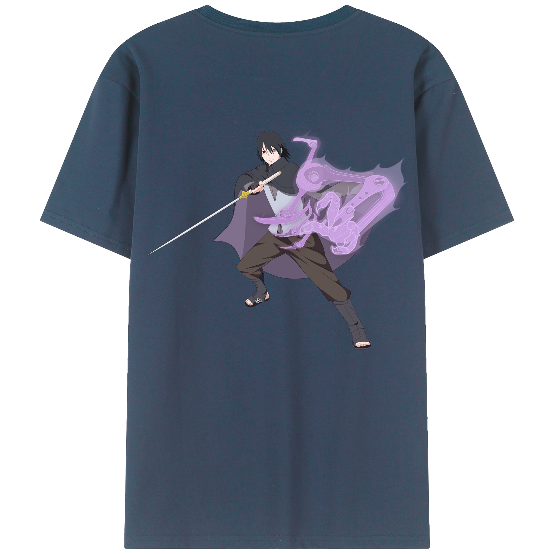 （画像用） NARUTO -ナルト- うちは サスケ Uchiha Sasuke 綿100％ メンズ半袖Tシャツ（バックプリント） 通気性