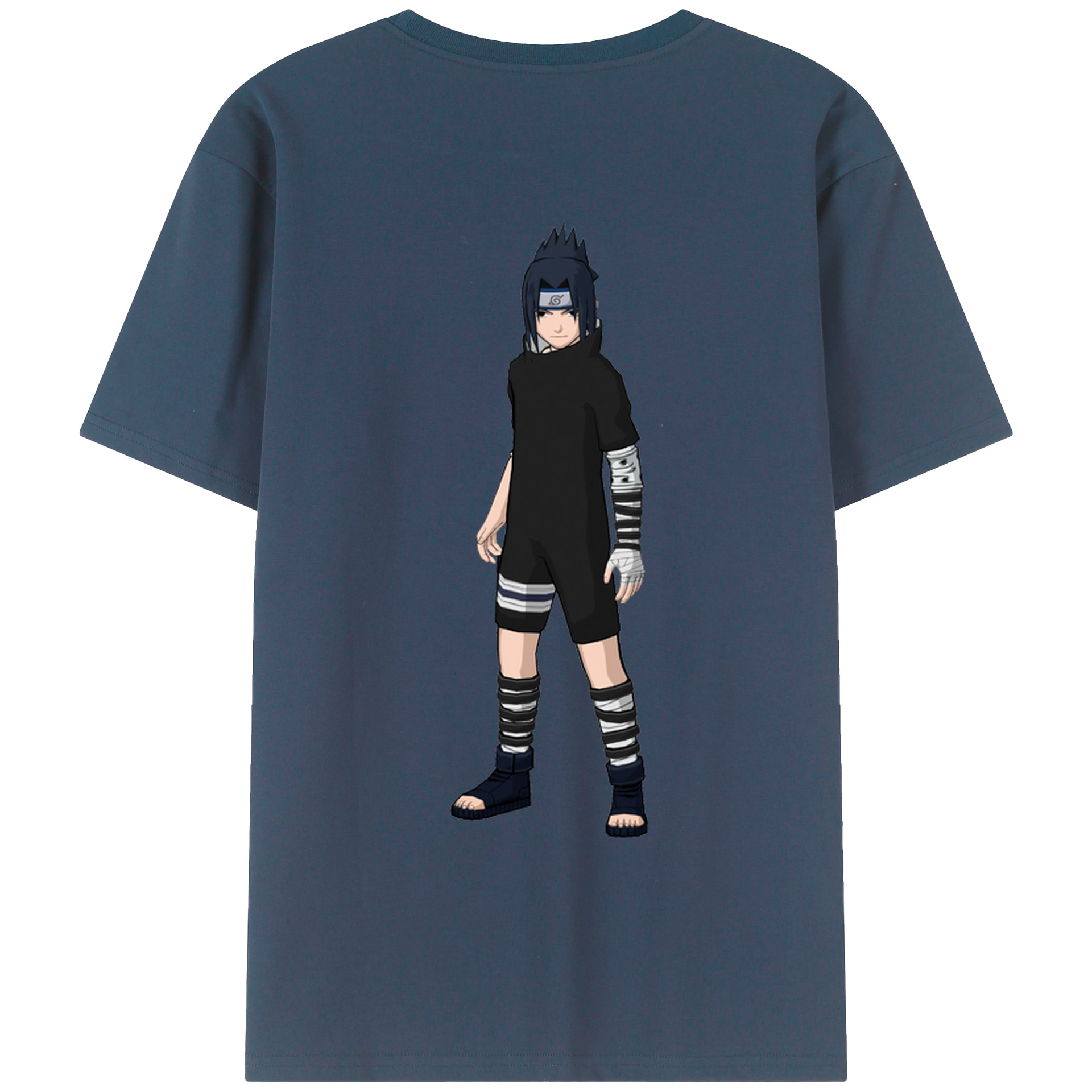 （画像用） NARUTO -ナルト- うちは サスケ Uchiha Sasuke 綿100％ メンズ半袖Tシャツ（バックプリント） 通気性