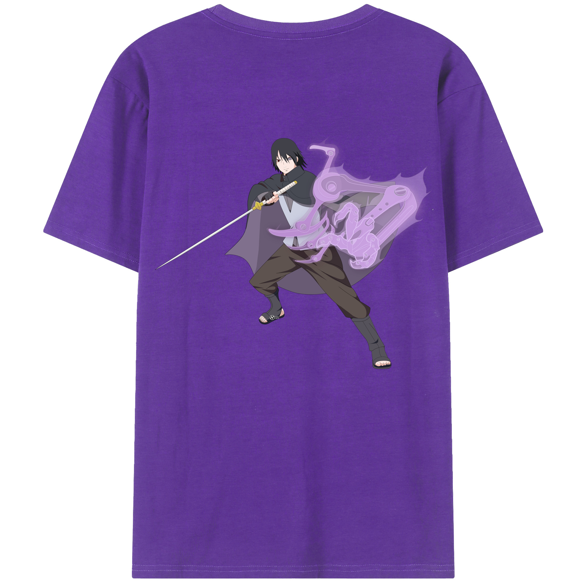 （画像用） NARUTO -ナルト- うちは サスケ Uchiha Sasuke 綿100％ メンズ半袖Tシャツ（バックプリント） 通気性