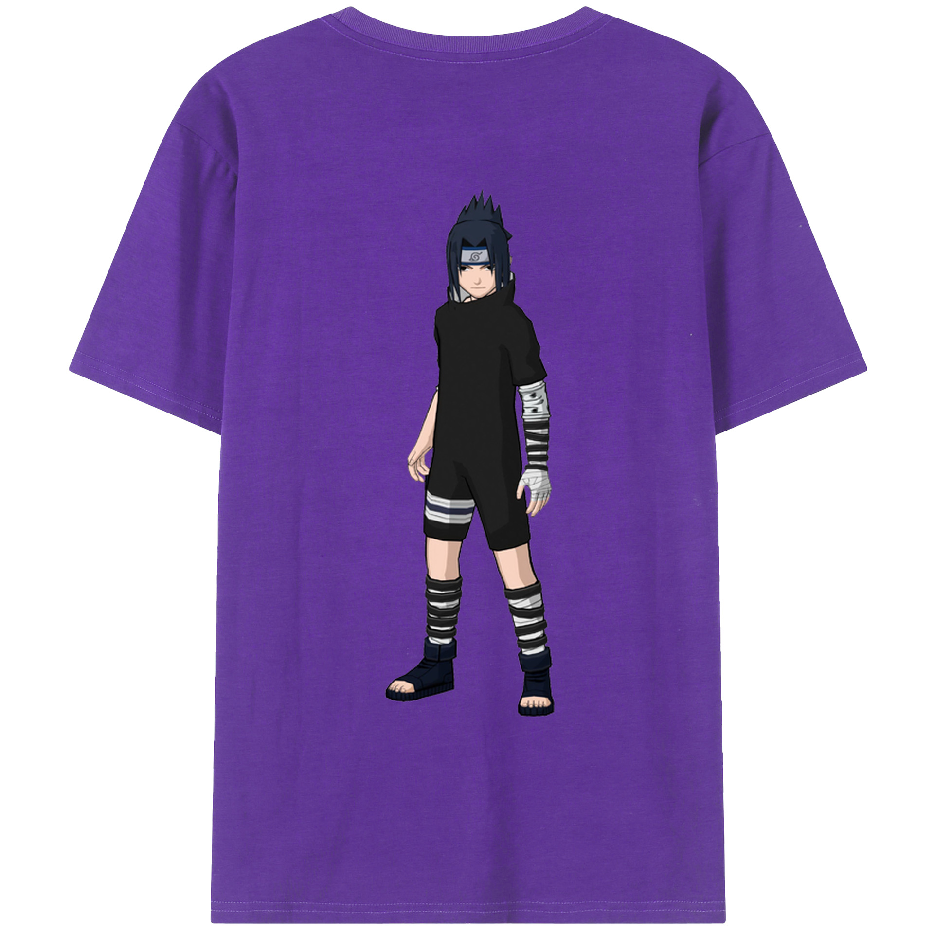 （画像用） NARUTO -ナルト- うちは サスケ Uchiha Sasuke 綿100％ メンズ半袖Tシャツ（バックプリント） 通気性