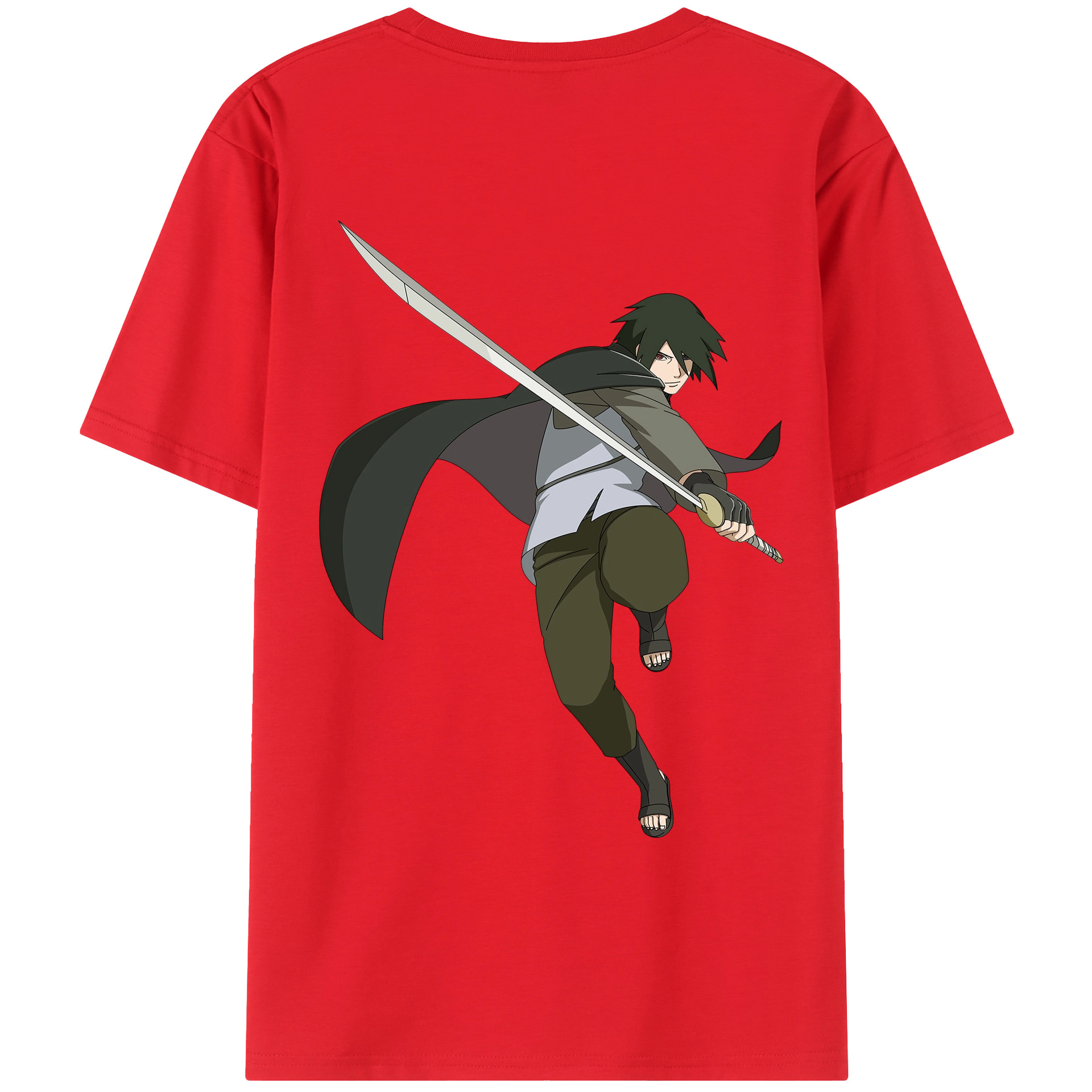 （画像用） NARUTO -ナルト- うちは サスケ Uchiha Sasuke 綿100％ メンズ半袖Tシャツ（バックプリント） 通気性