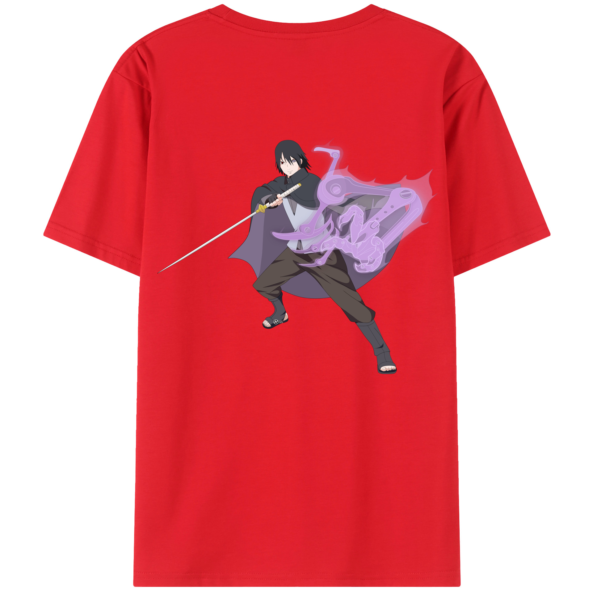 （画像用） NARUTO -ナルト- うちは サスケ Uchiha Sasuke 綿100％ メンズ半袖Tシャツ（バックプリント） 通気性