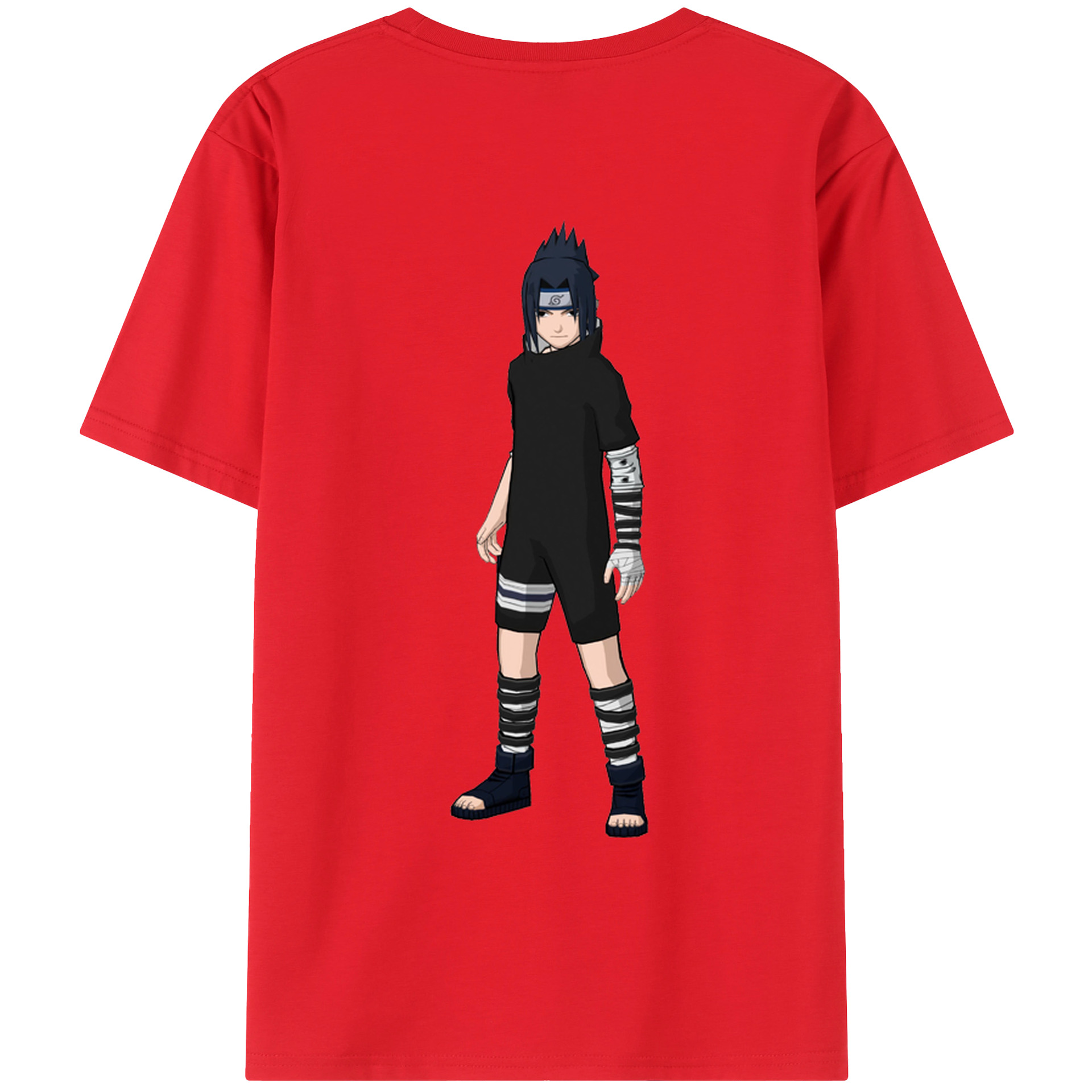 （画像用） NARUTO -ナルト- うちは サスケ Uchiha Sasuke 綿100％ メンズ半袖Tシャツ（バックプリント） 通気性
