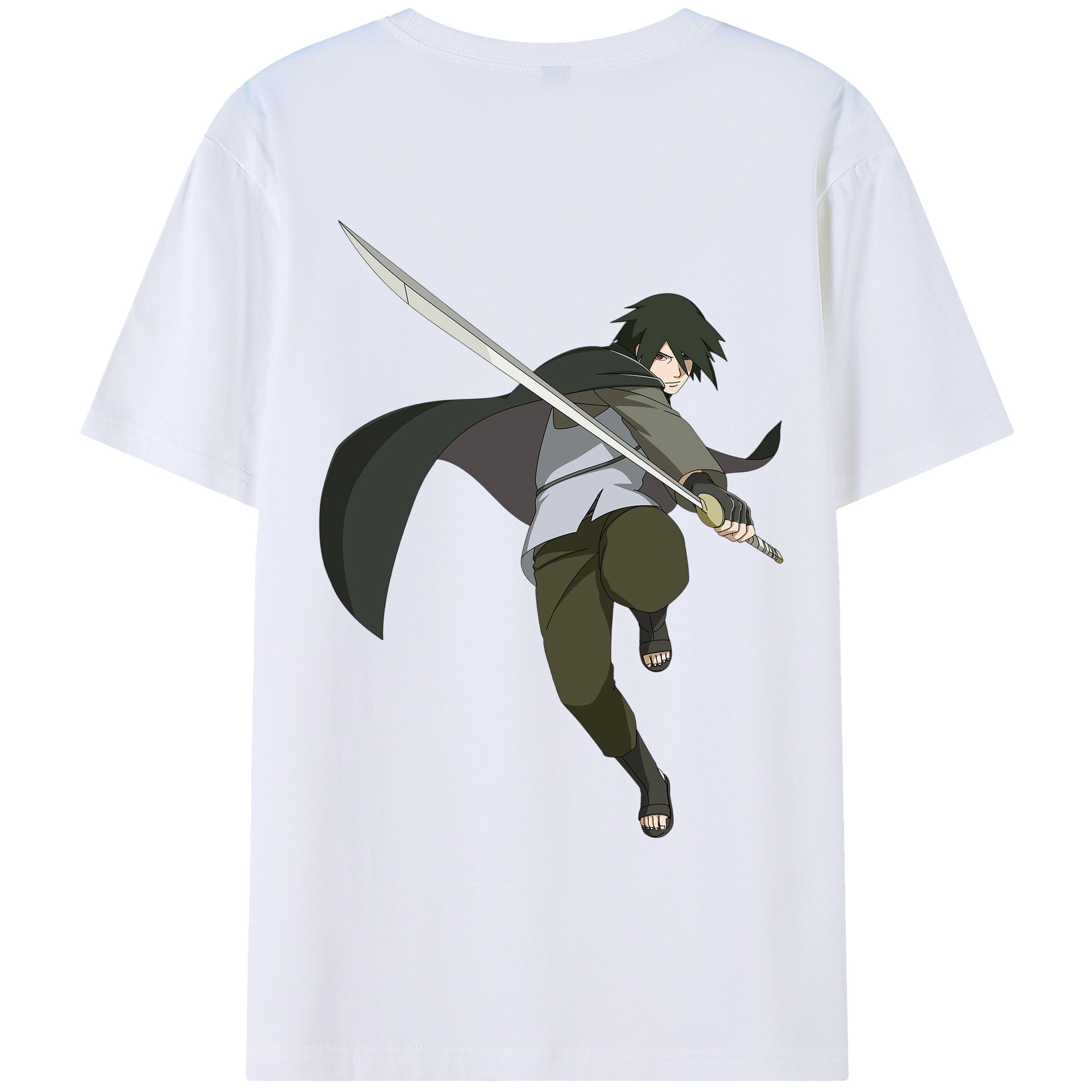 （画像用） NARUTO -ナルト- うちは サスケ Uchiha Sasuke 綿100％ メンズ半袖Tシャツ（バックプリント） 通気性
