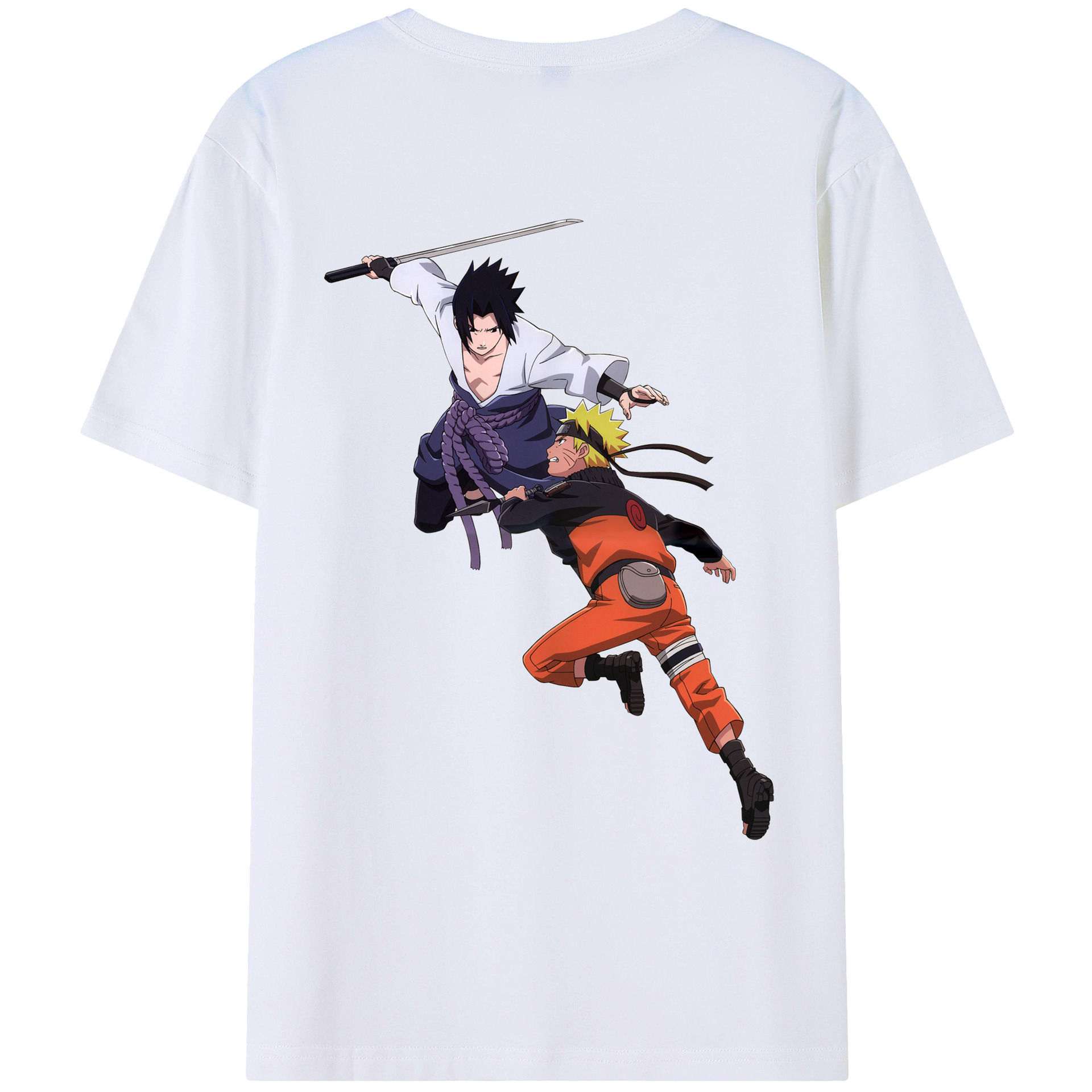 （画像用） NARUTO -ナルト- うちは サスケ Uchiha Sasuke 綿100％ メンズ半袖Tシャツ（バックプリント） 通気性