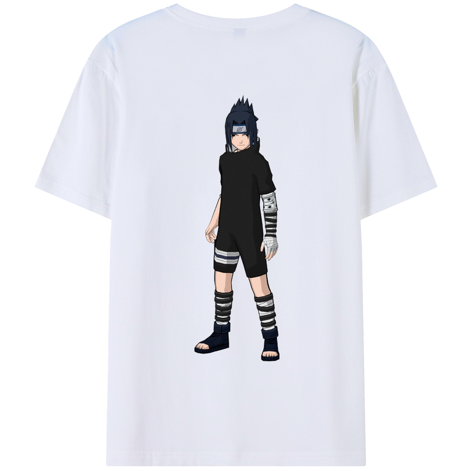 （画像用） NARUTO -ナルト- うちは サスケ Uchiha Sasuke 綿100％ メンズ半袖Tシャツ（バックプリント） 通気性