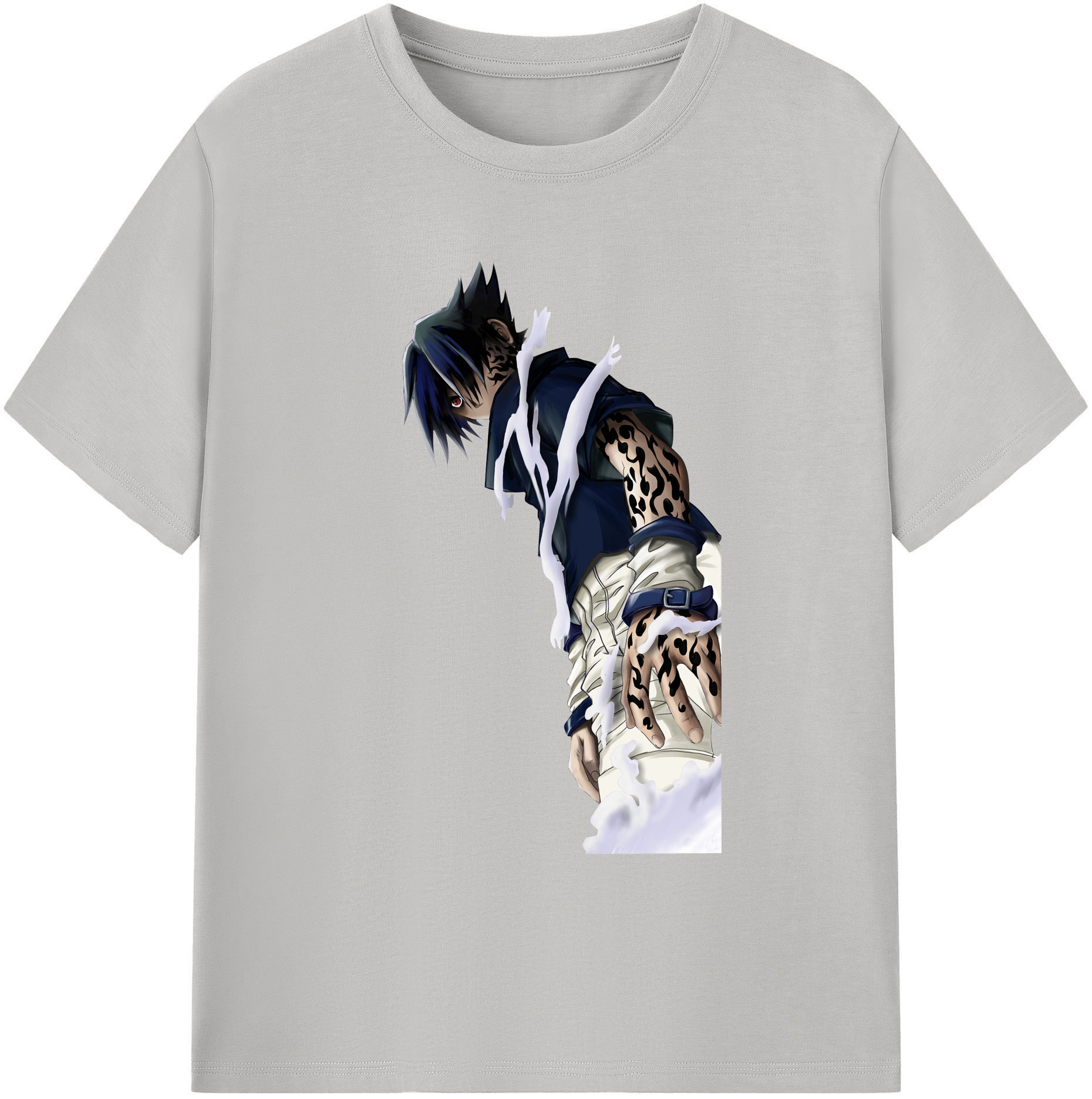 （画像用） NARUTO -ナルト- うちは サスケ Uchiha Sasuke 綿100％ メンズ半袖Tシャツ｜肌触りやわらか＆通気性