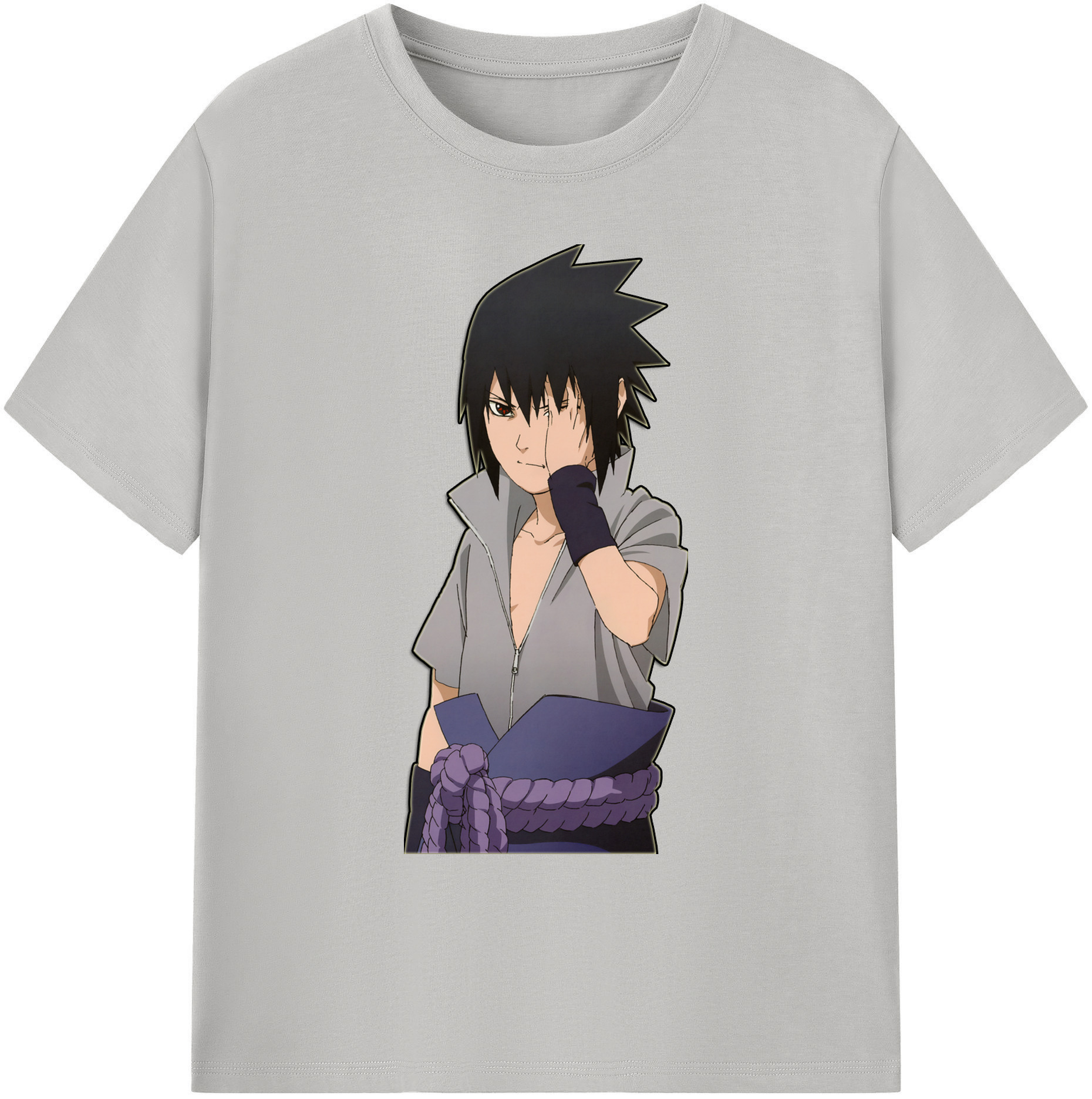 （画像用） NARUTO -ナルト- うちは サスケ Uchiha Sasuke 綿100％ メンズ半袖Tシャツ｜肌触りやわらか＆通気性