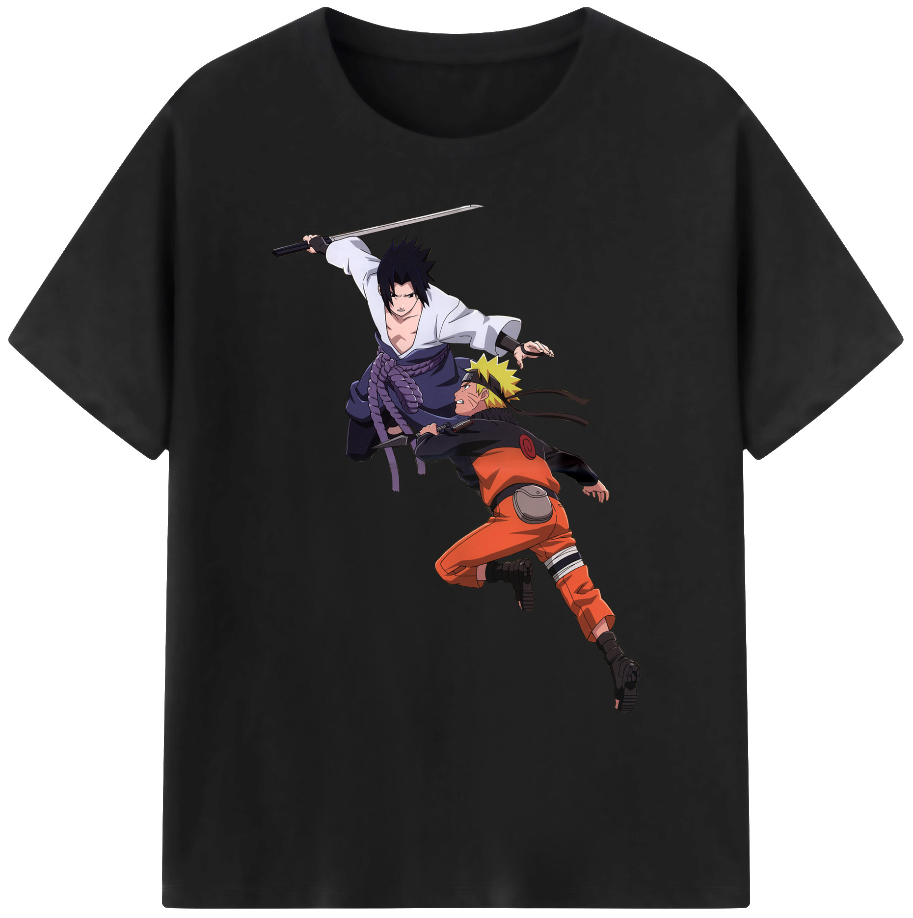 （画像用） NARUTO -ナルト- うちは サスケ Uchiha Sasuke 綿100％ メンズ半袖Tシャツ｜肌触りやわらか＆通気性