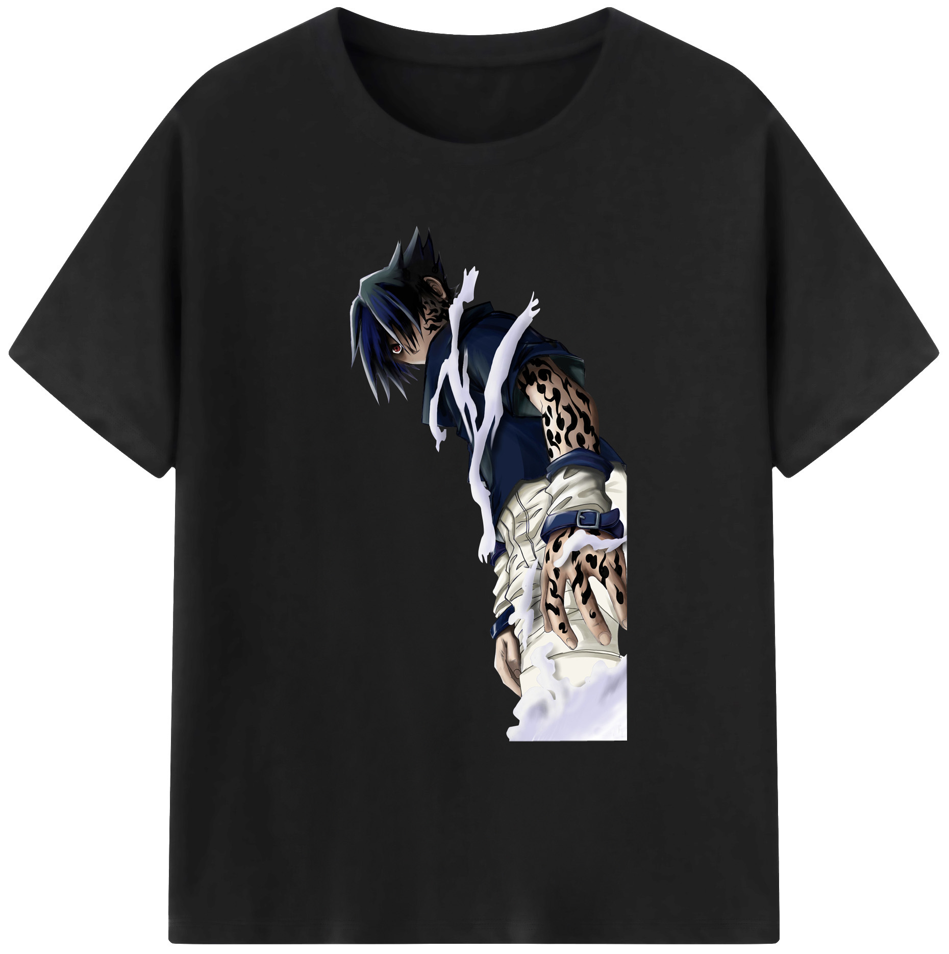 （画像用） NARUTO -ナルト- うちは サスケ Uchiha Sasuke 綿100％ メンズ半袖Tシャツ｜肌触りやわらか＆通気性