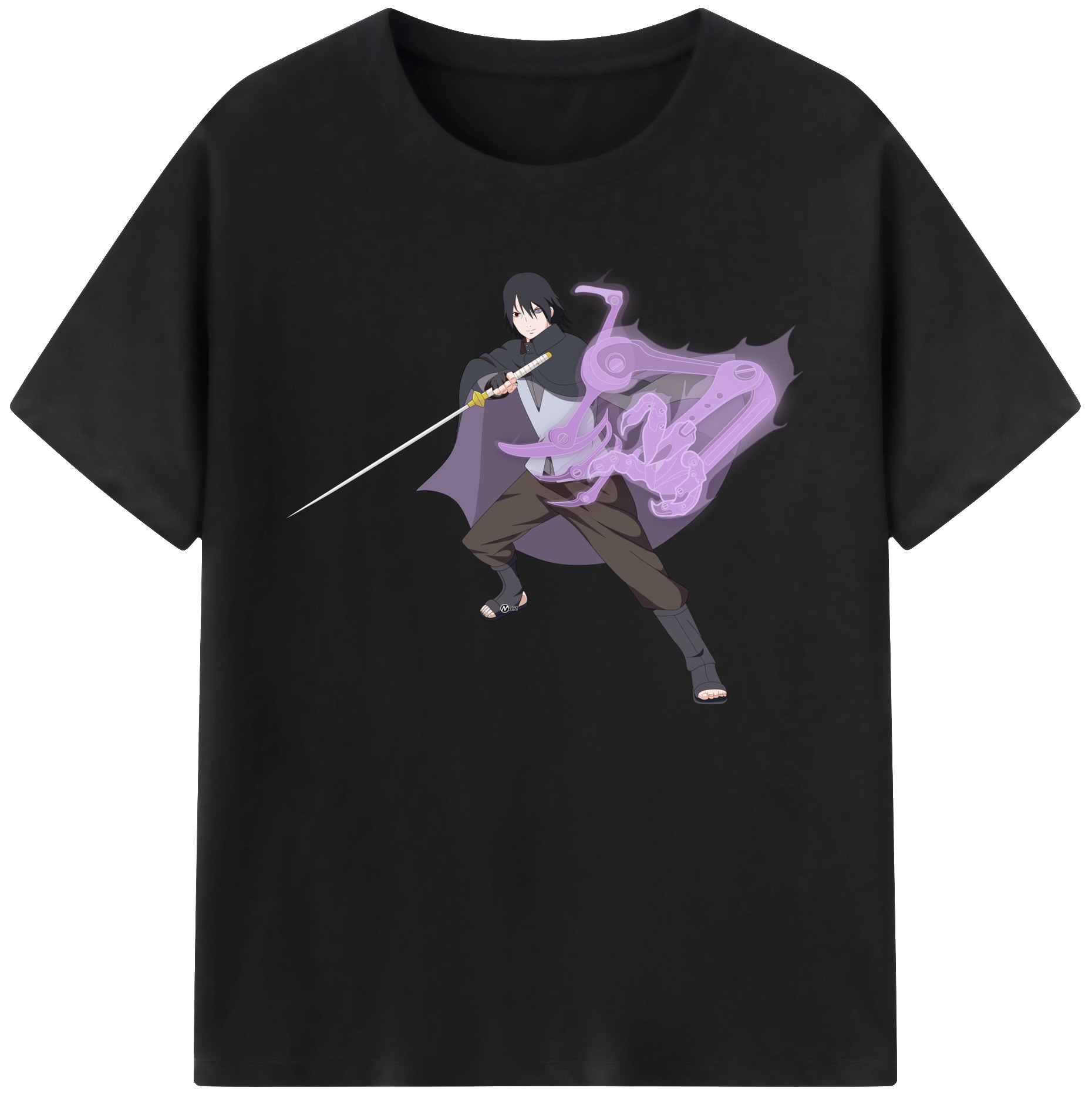 （画像用） NARUTO -ナルト- うちは サスケ Uchiha Sasuke 綿100％ メンズ半袖Tシャツ｜肌触りやわらか＆通気性