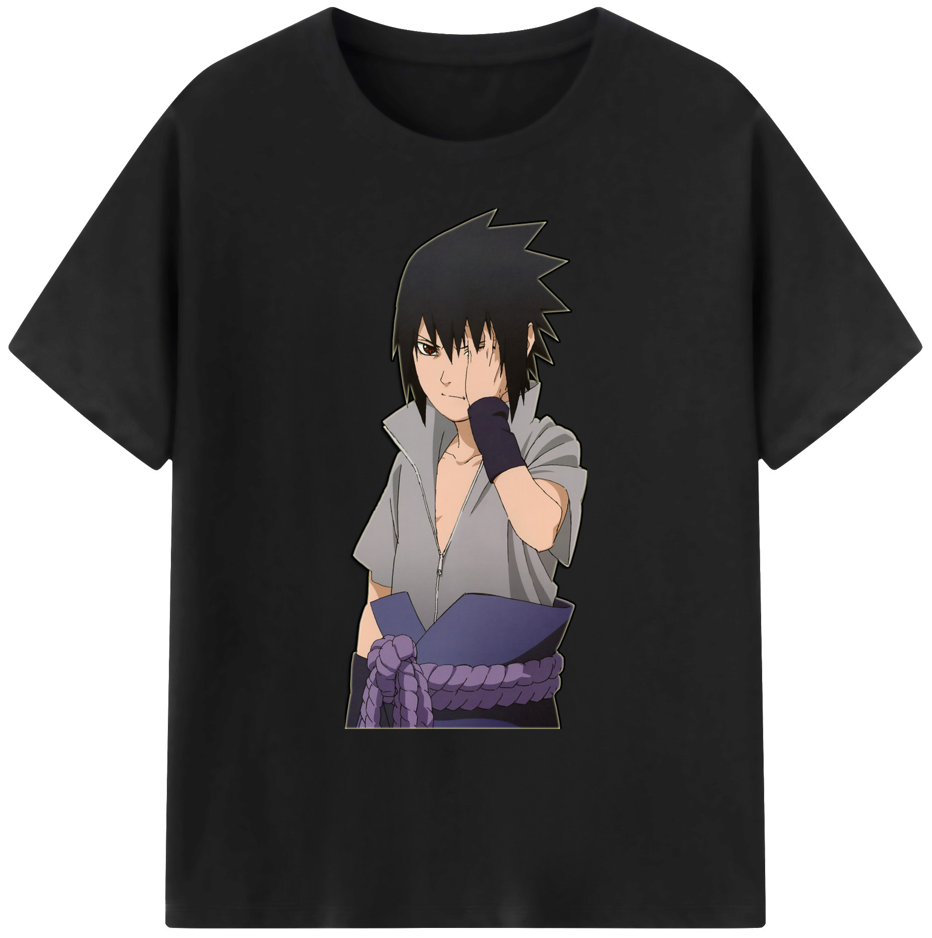 （画像用） NARUTO -ナルト- うちは サスケ Uchiha Sasuke 綿100％ メンズ半袖Tシャツ｜肌触りやわらか＆通気性