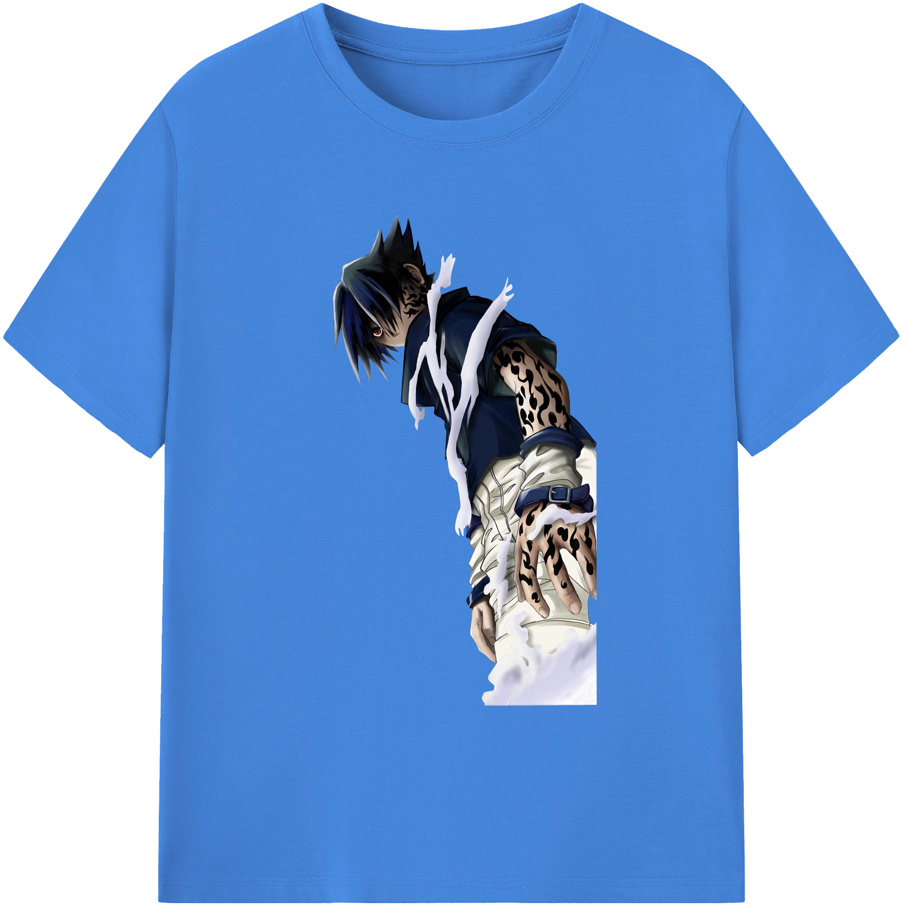 （画像用） NARUTO -ナルト- うちは サスケ Uchiha Sasuke 綿100％ メンズ半袖Tシャツ｜肌触りやわらか＆通気性