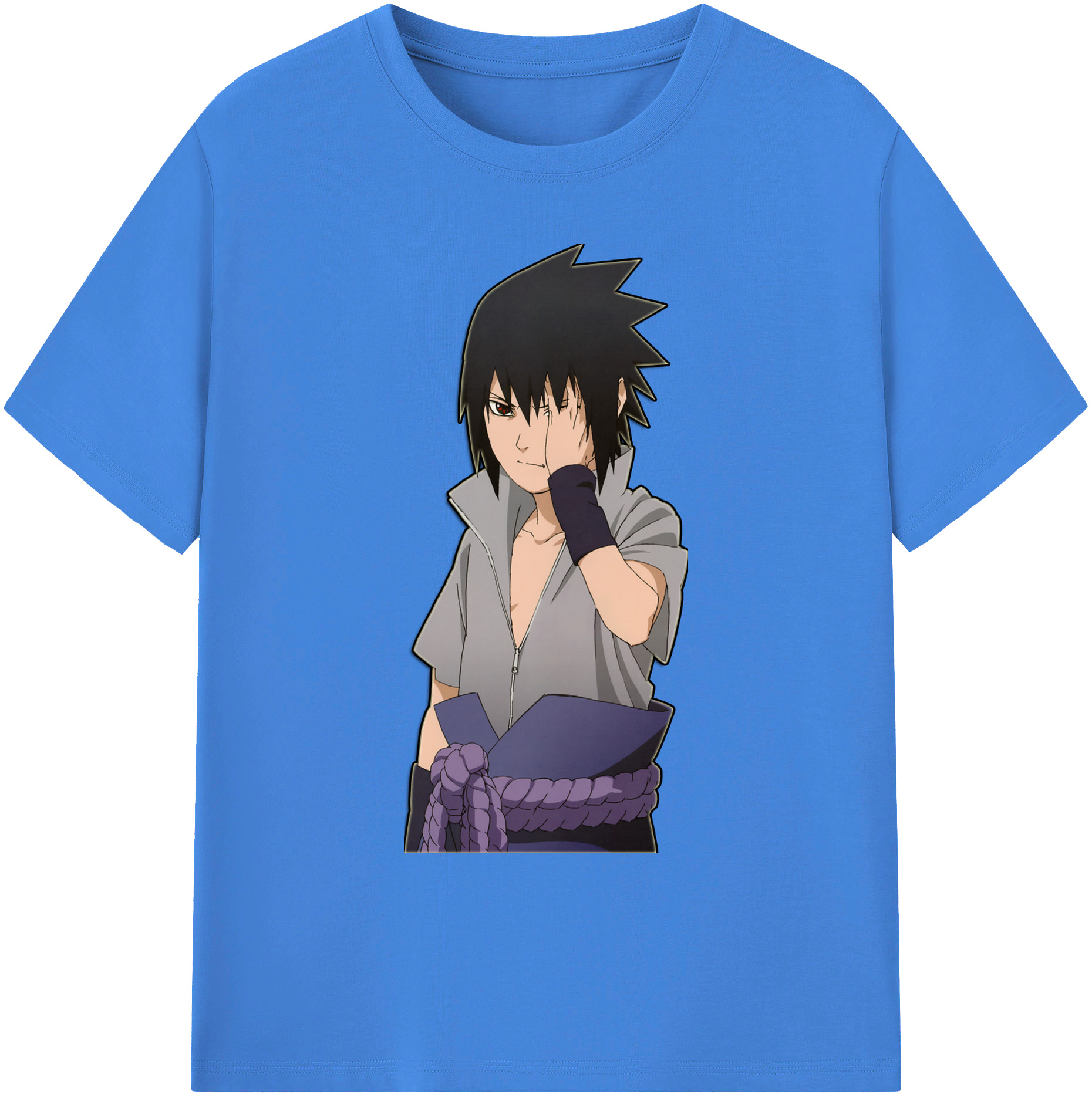 （画像用） NARUTO -ナルト- うちは サスケ Uchiha Sasuke 綿100％ メンズ半袖Tシャツ｜肌触りやわらか＆通気性