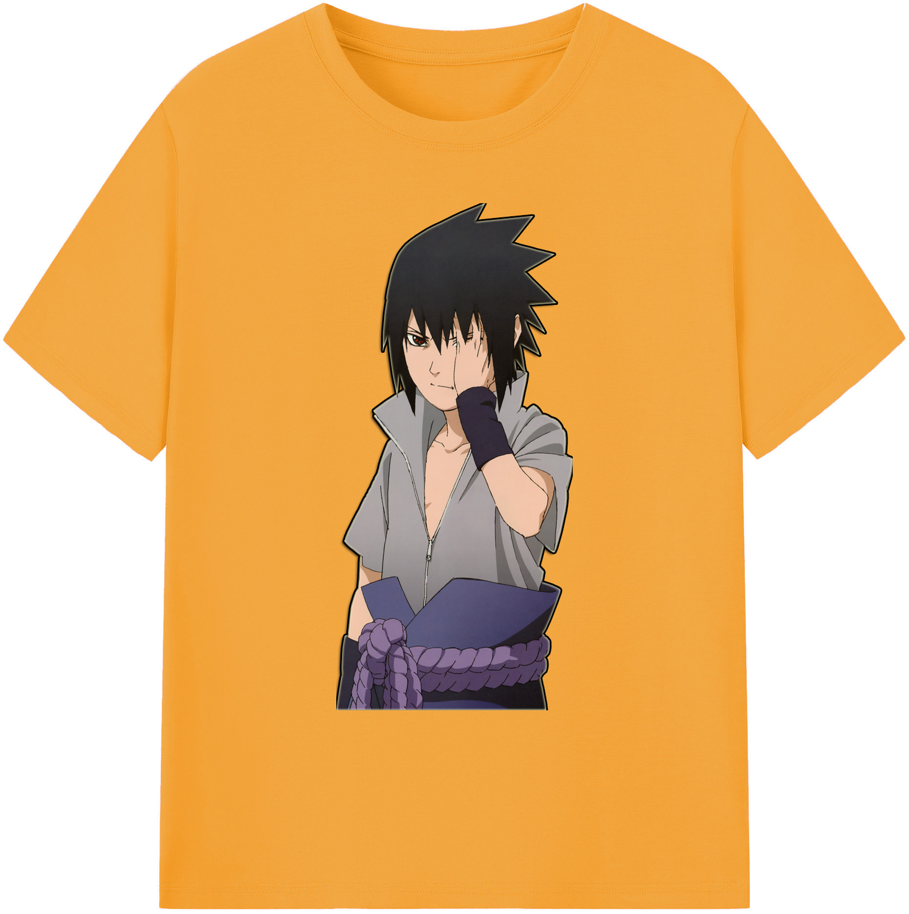 （画像用） NARUTO -ナルト- うちは サスケ Uchiha Sasuke 綿100％ メンズ半袖Tシャツ｜肌触りやわらか＆通気性