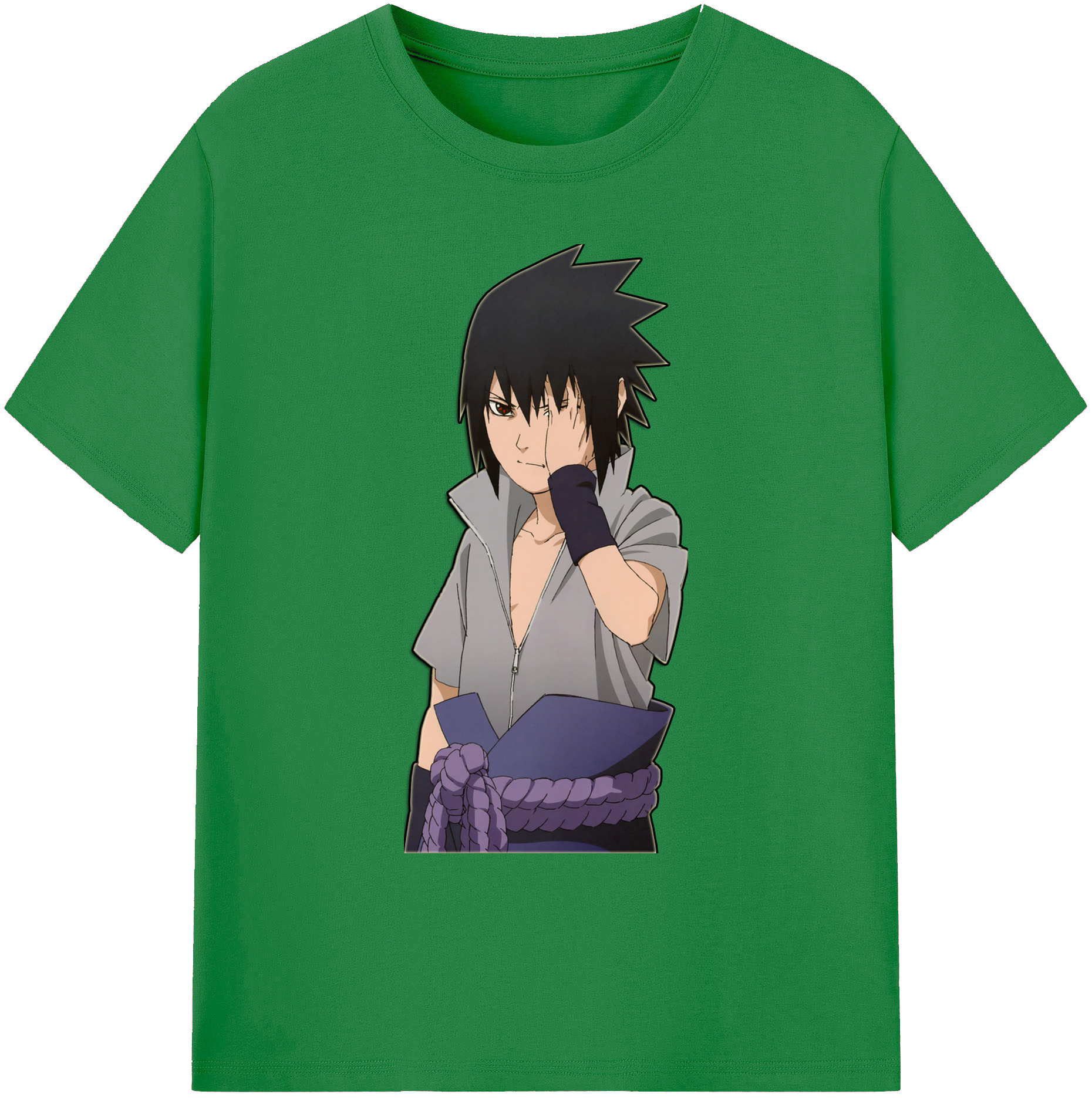 （画像用） NARUTO -ナルト- うちは サスケ Uchiha Sasuke 綿100％ メンズ半袖Tシャツ｜肌触りやわらか＆通気性