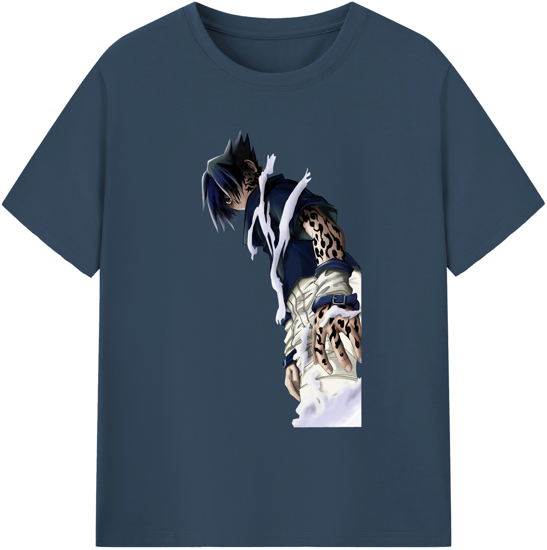 （画像用） NARUTO -ナルト- うちは サスケ Uchiha Sasuke 綿100％ メンズ半袖Tシャツ｜肌触りやわらか＆通気性
