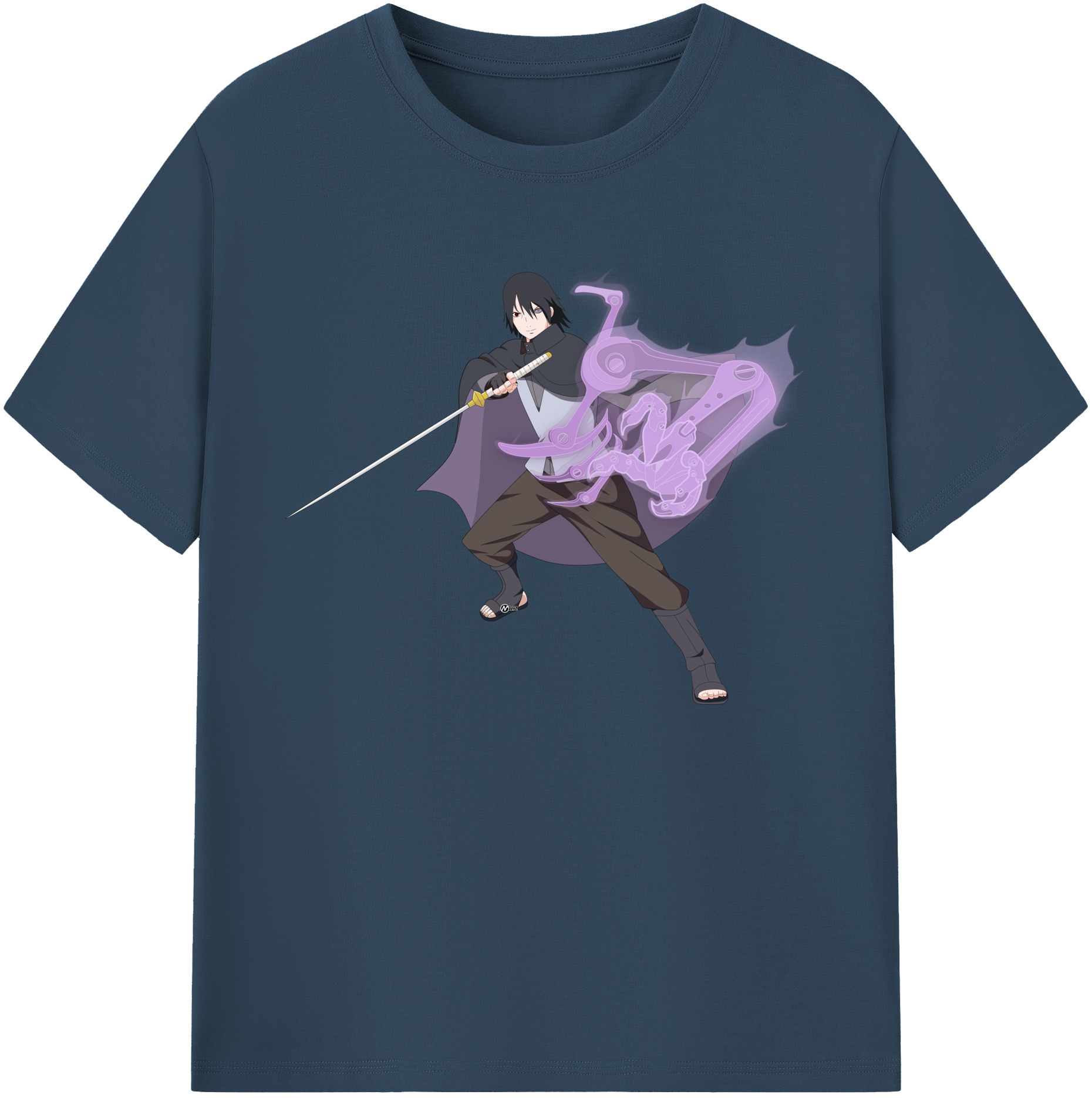 （画像用） NARUTO -ナルト- うちは サスケ Uchiha Sasuke 綿100％ メンズ半袖Tシャツ｜肌触りやわらか＆通気性