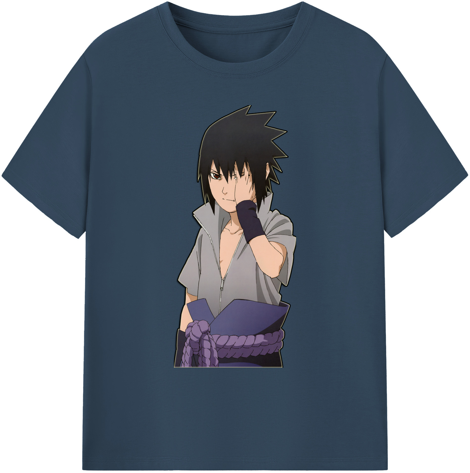 （画像用） NARUTO -ナルト- うちは サスケ Uchiha Sasuke 綿100％ メンズ半袖Tシャツ｜肌触りやわらか＆通気性