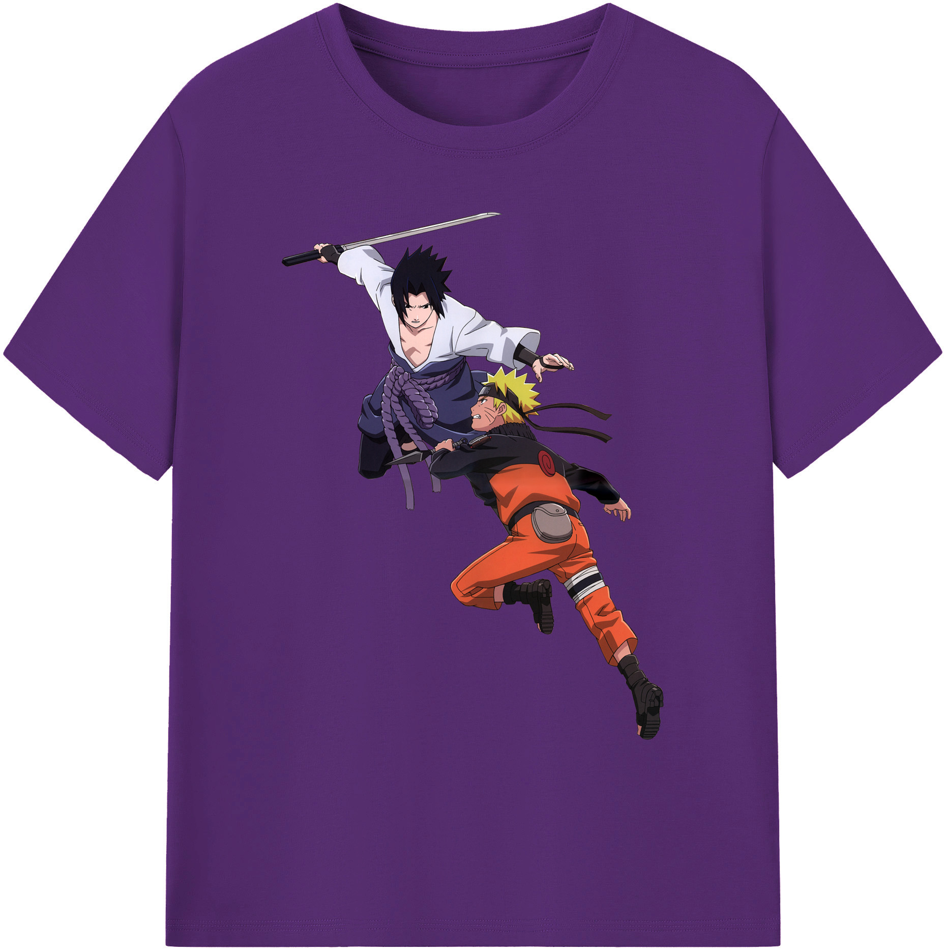 （画像用） NARUTO -ナルト- うちは サスケ Uchiha Sasuke 綿100％ メンズ半袖Tシャツ｜肌触りやわらか＆通気性