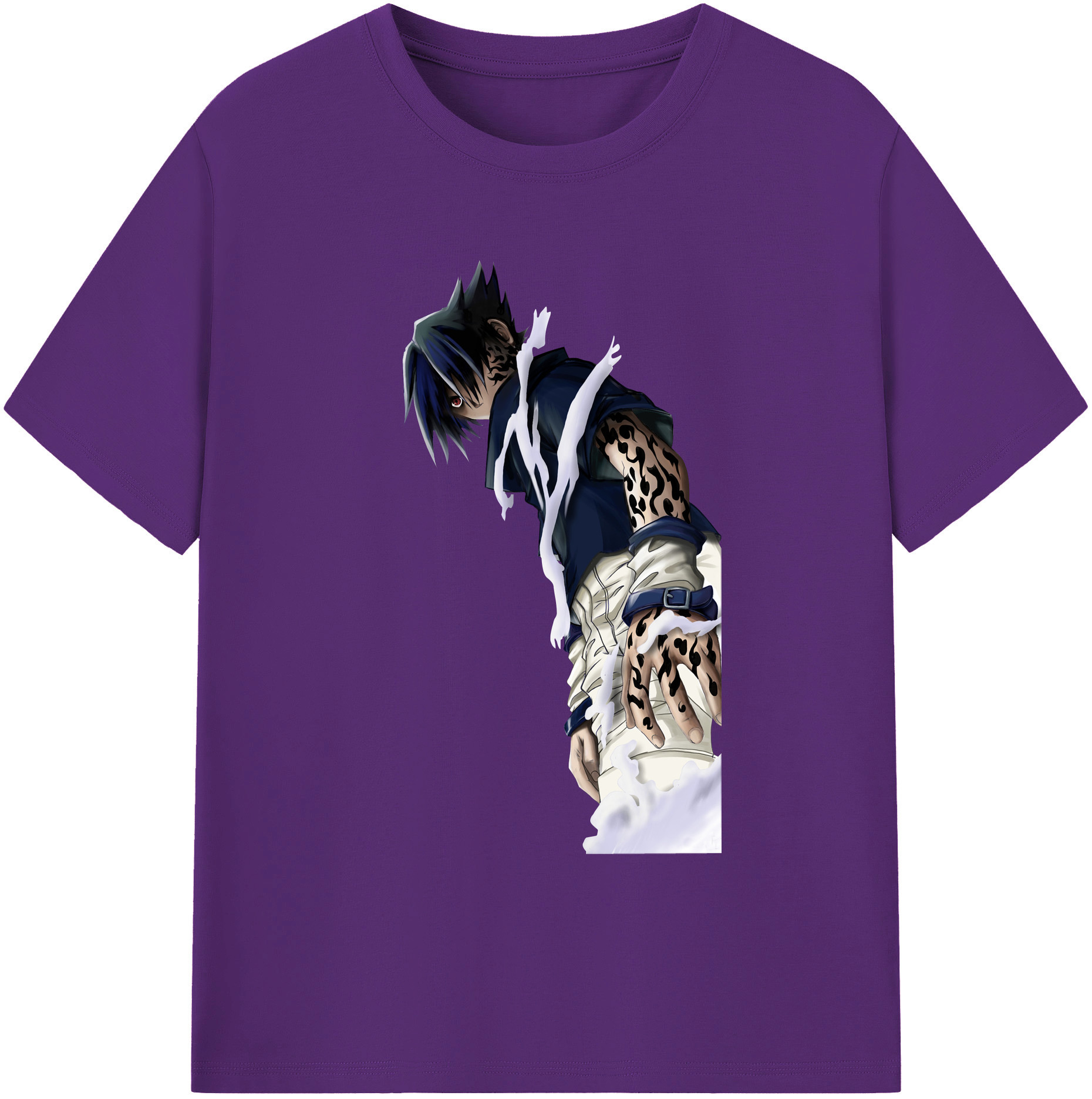 （画像用） NARUTO -ナルト- うちは サスケ Uchiha Sasuke 綿100％ メンズ半袖Tシャツ｜肌触りやわらか＆通気性
