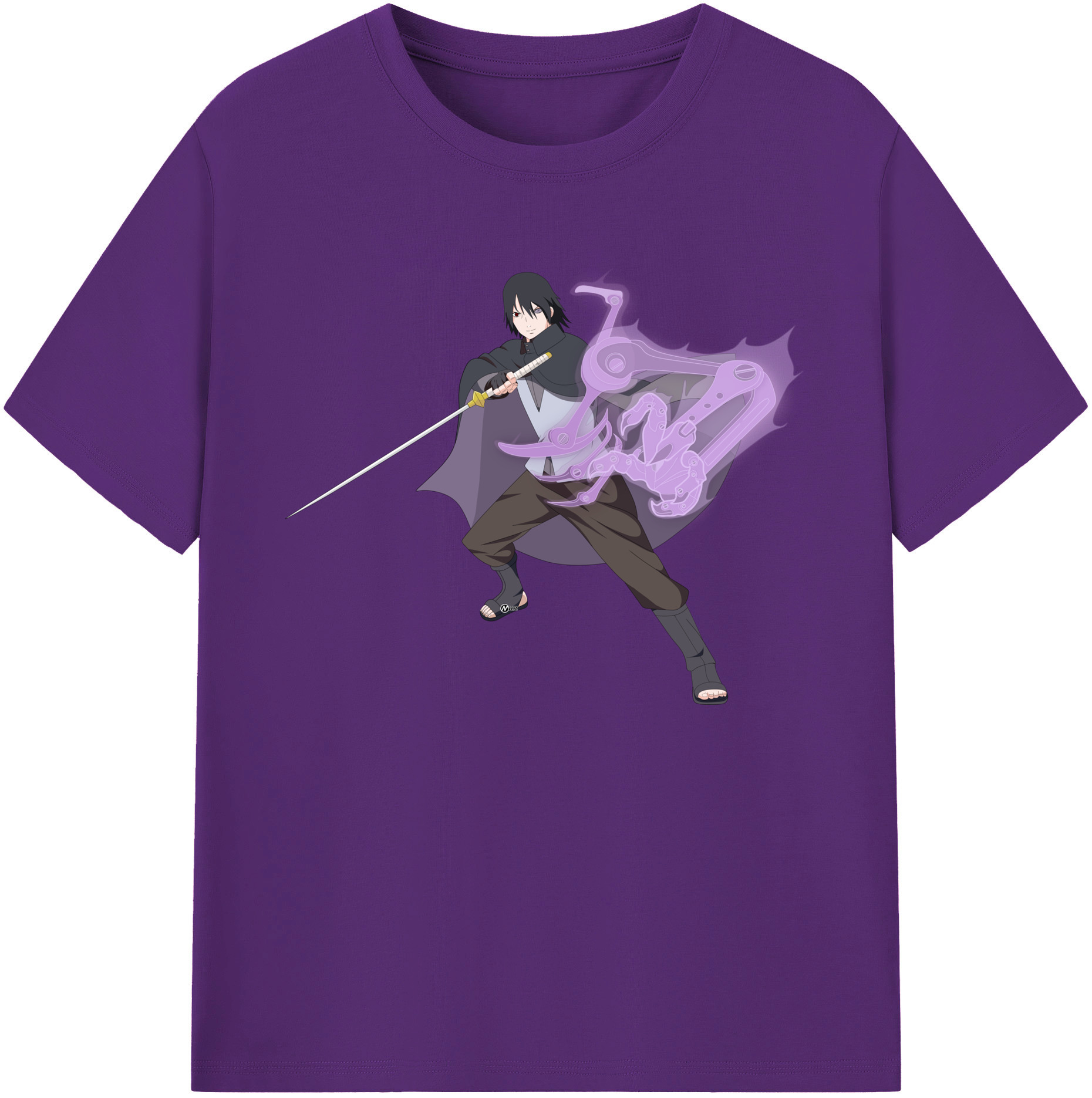（画像用） NARUTO -ナルト- うちは サスケ Uchiha Sasuke 綿100％ メンズ半袖Tシャツ｜肌触りやわらか＆通気性