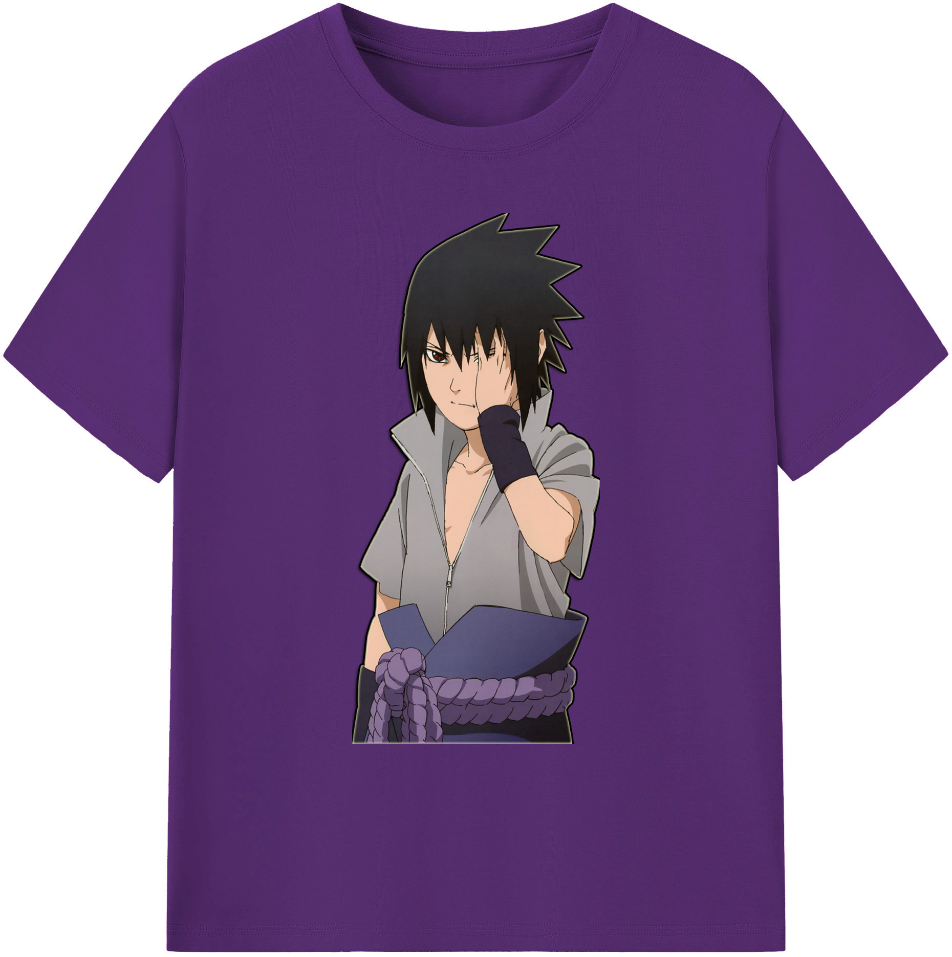 （画像用） NARUTO -ナルト- うちは サスケ Uchiha Sasuke 綿100％ メンズ半袖Tシャツ｜肌触りやわらか＆通気性