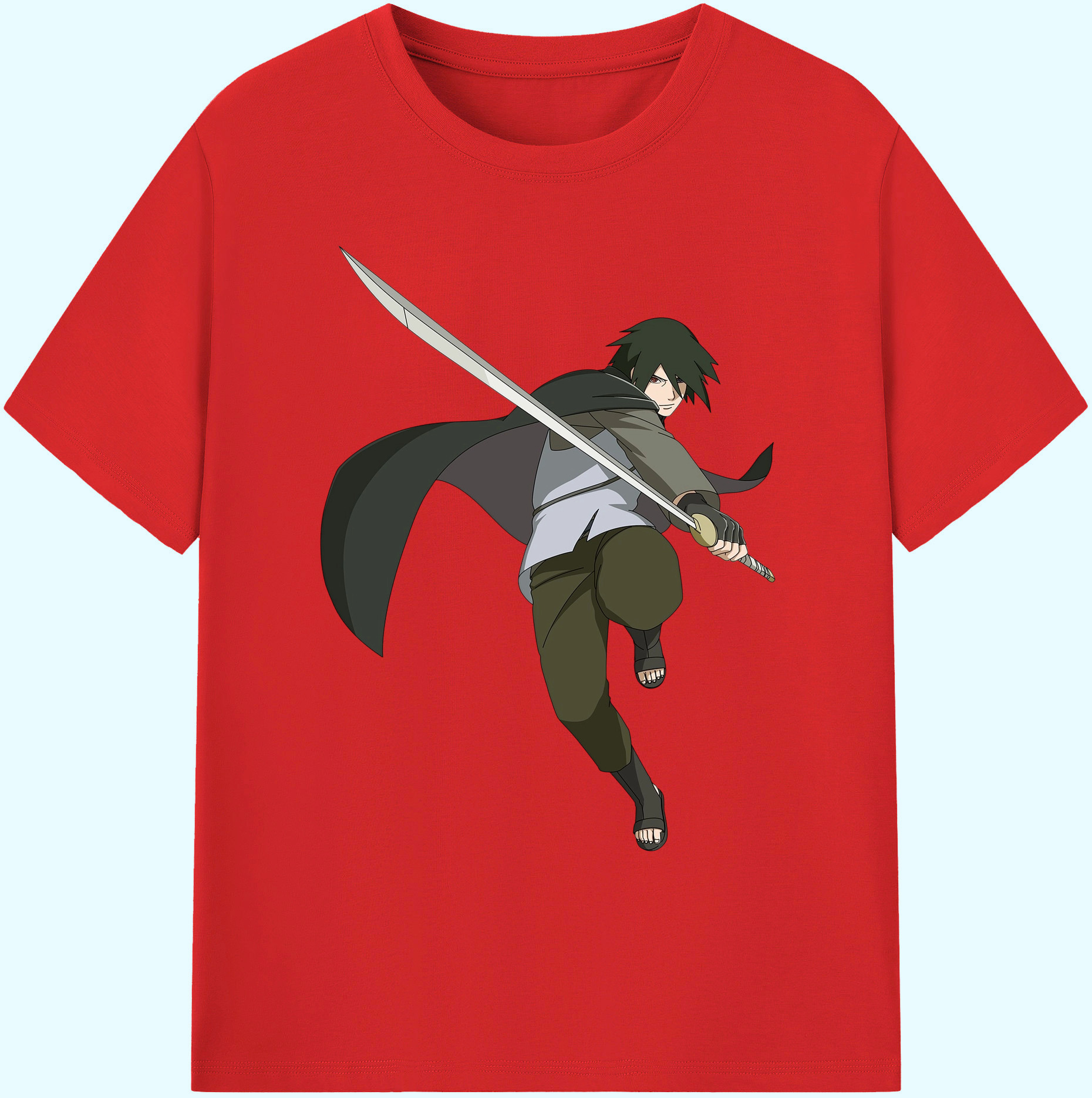 （画像用） NARUTO -ナルト- うちは サスケ Uchiha Sasuke 綿100％ メンズ半袖Tシャツ｜肌触りやわらか＆通気性