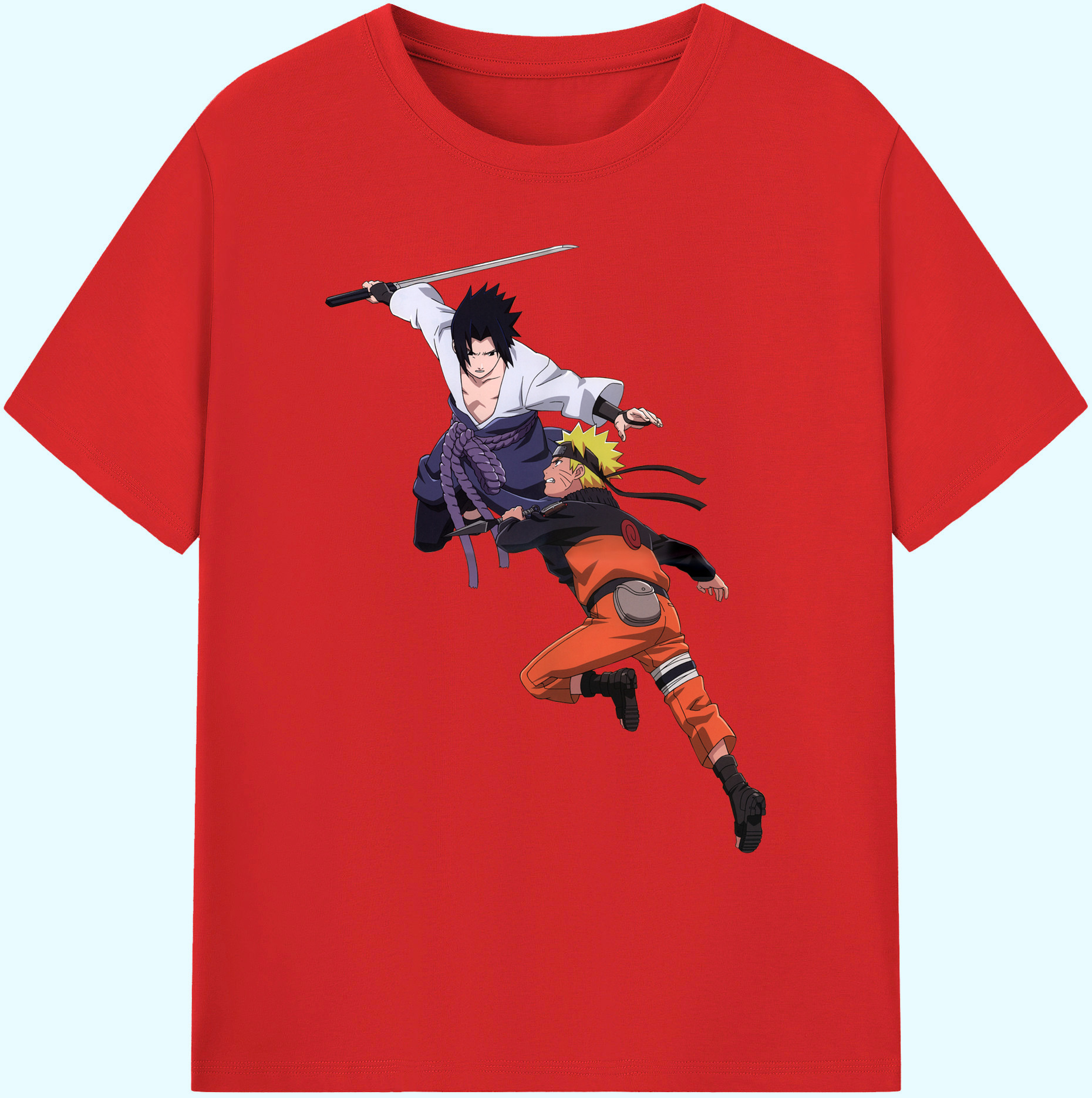（画像用） NARUTO -ナルト- うちは サスケ Uchiha Sasuke 綿100％ メンズ半袖Tシャツ｜肌触りやわらか＆通気性