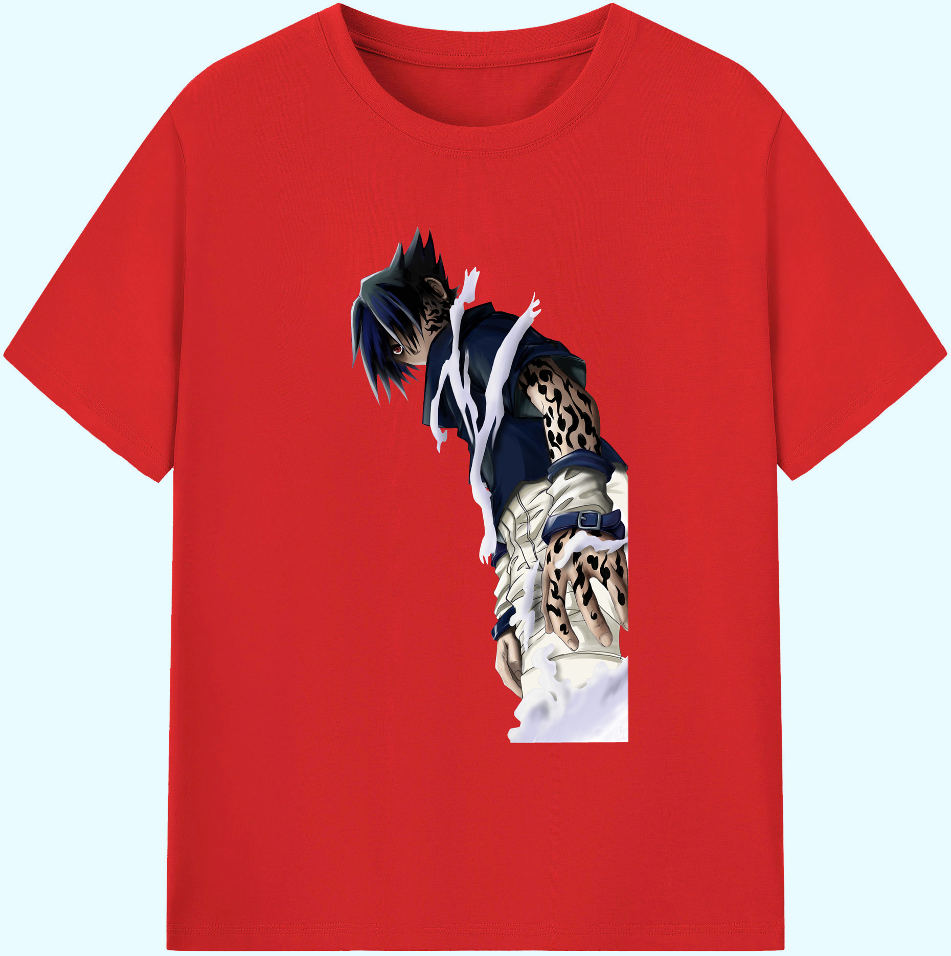 （画像用） NARUTO -ナルト- うちは サスケ Uchiha Sasuke 綿100％ メンズ半袖Tシャツ｜肌触りやわらか＆通気性
