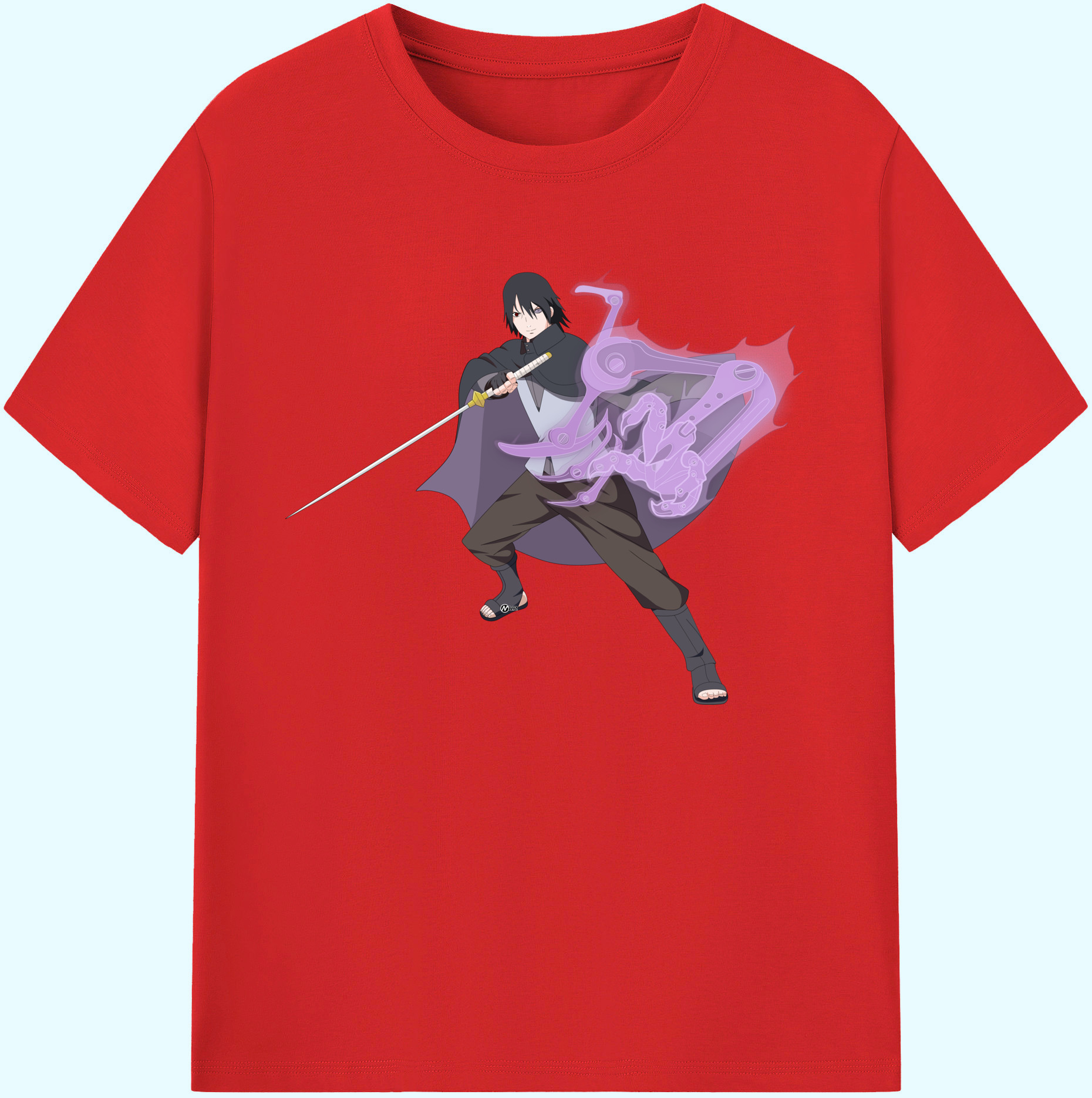 （画像用） NARUTO -ナルト- うちは サスケ Uchiha Sasuke 綿100％ メンズ半袖Tシャツ｜肌触りやわらか＆通気性